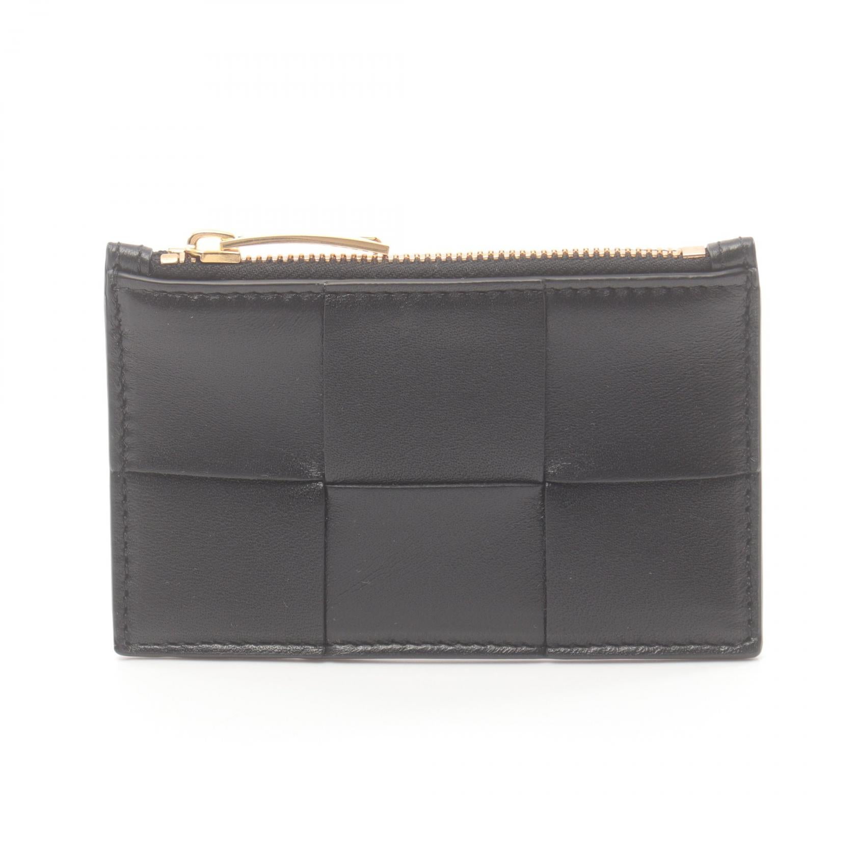 Bottega Veneta Leather Coin Case Black