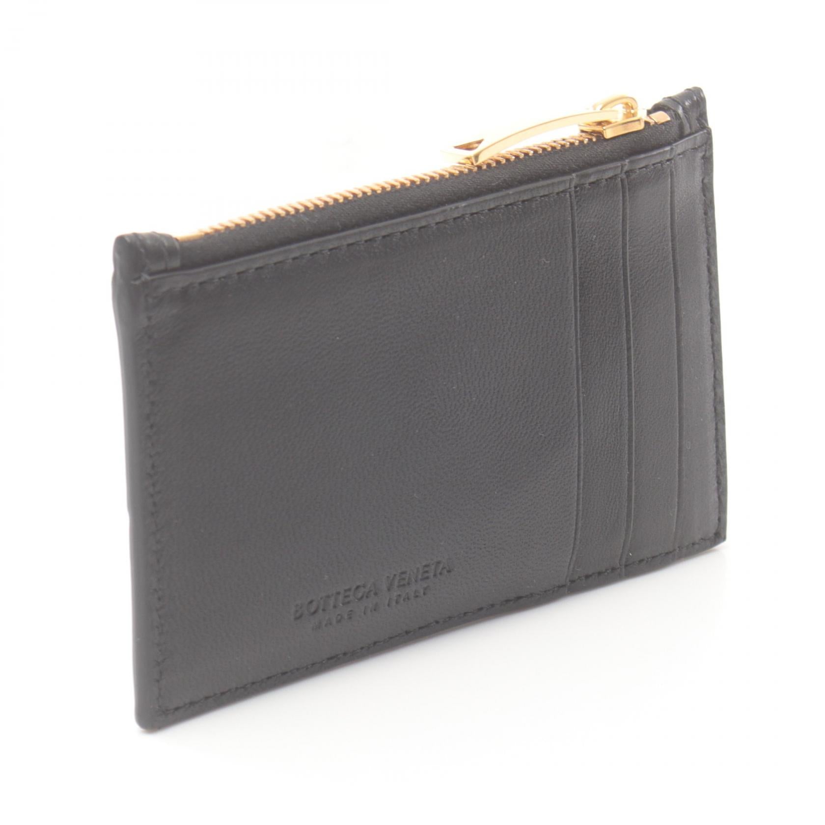 Bottega Veneta Leather Coin Case Black