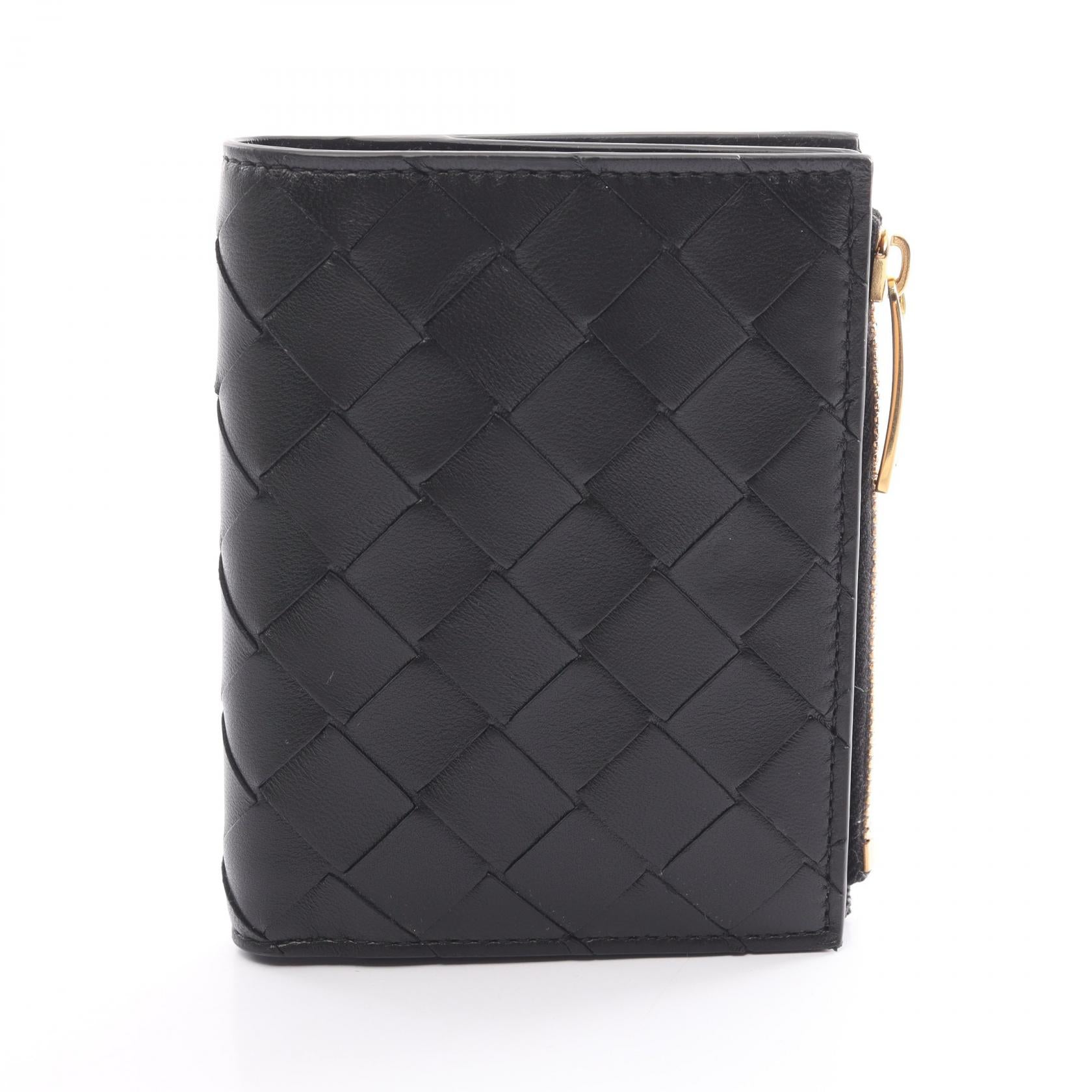 Bottega Veneta Leather Intrecciato Wallet Black