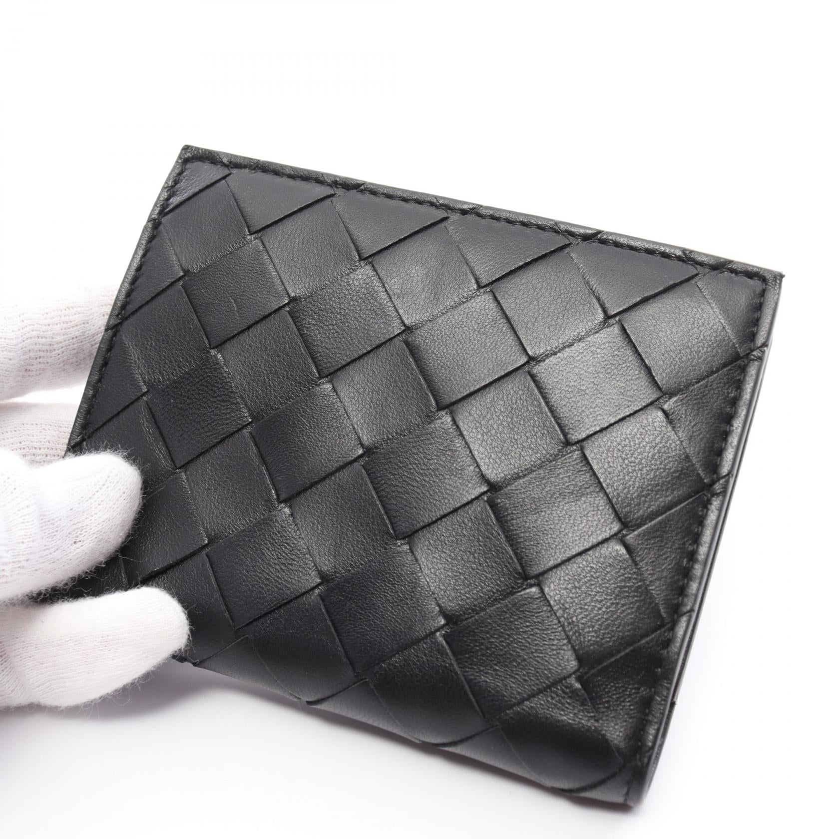 Bottega Veneta Leather Intrecciato Wallet Black