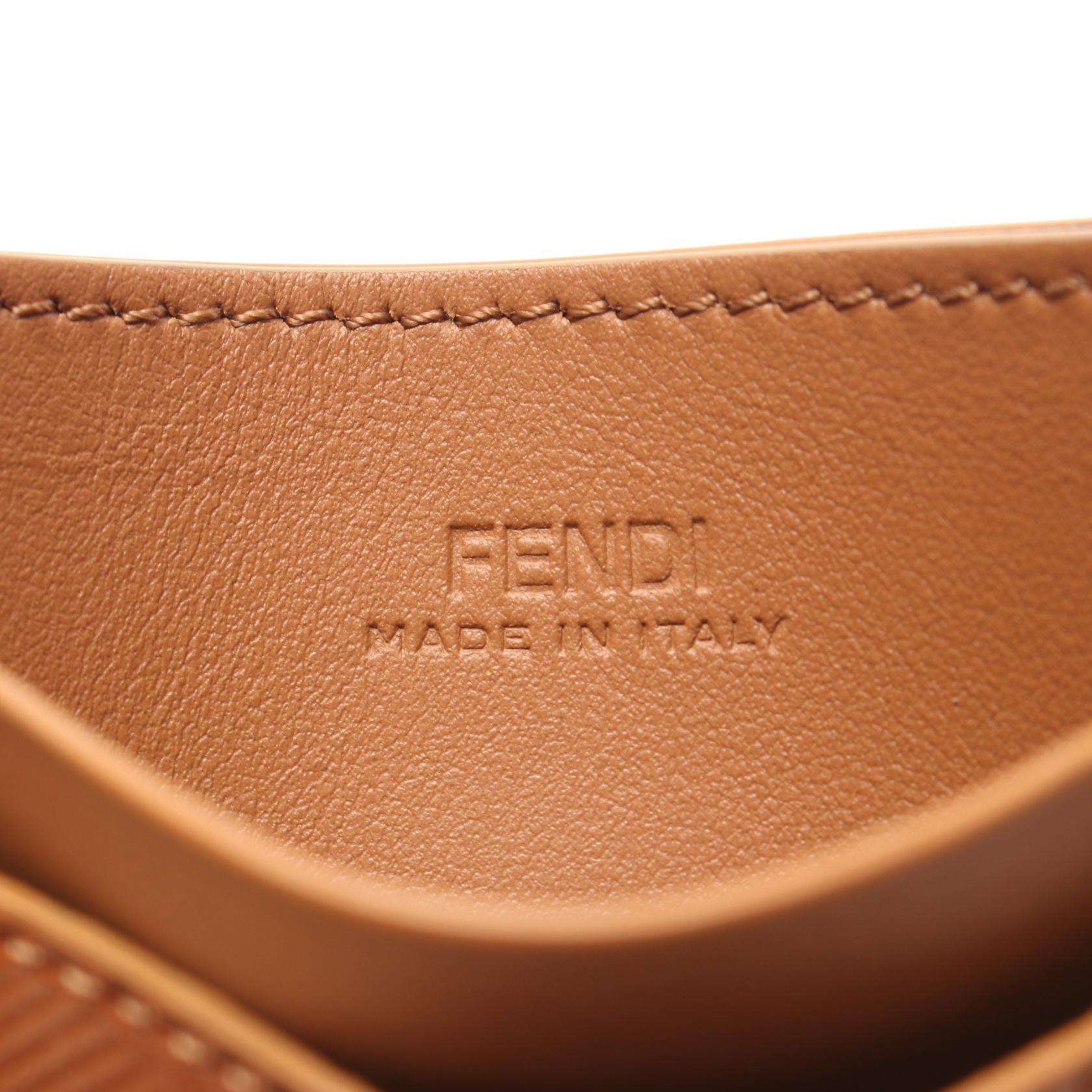 Fendi Leather Card Case Brown