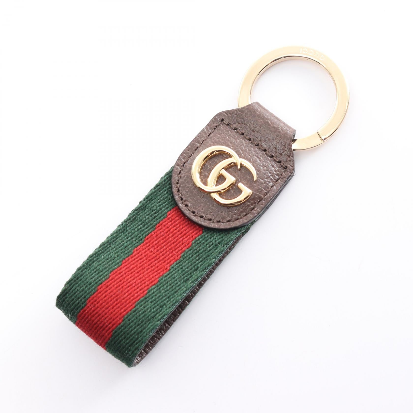 Gucci GG Web Canvas Key Ring Canvas Key Holder 523161 in Excellent Condition