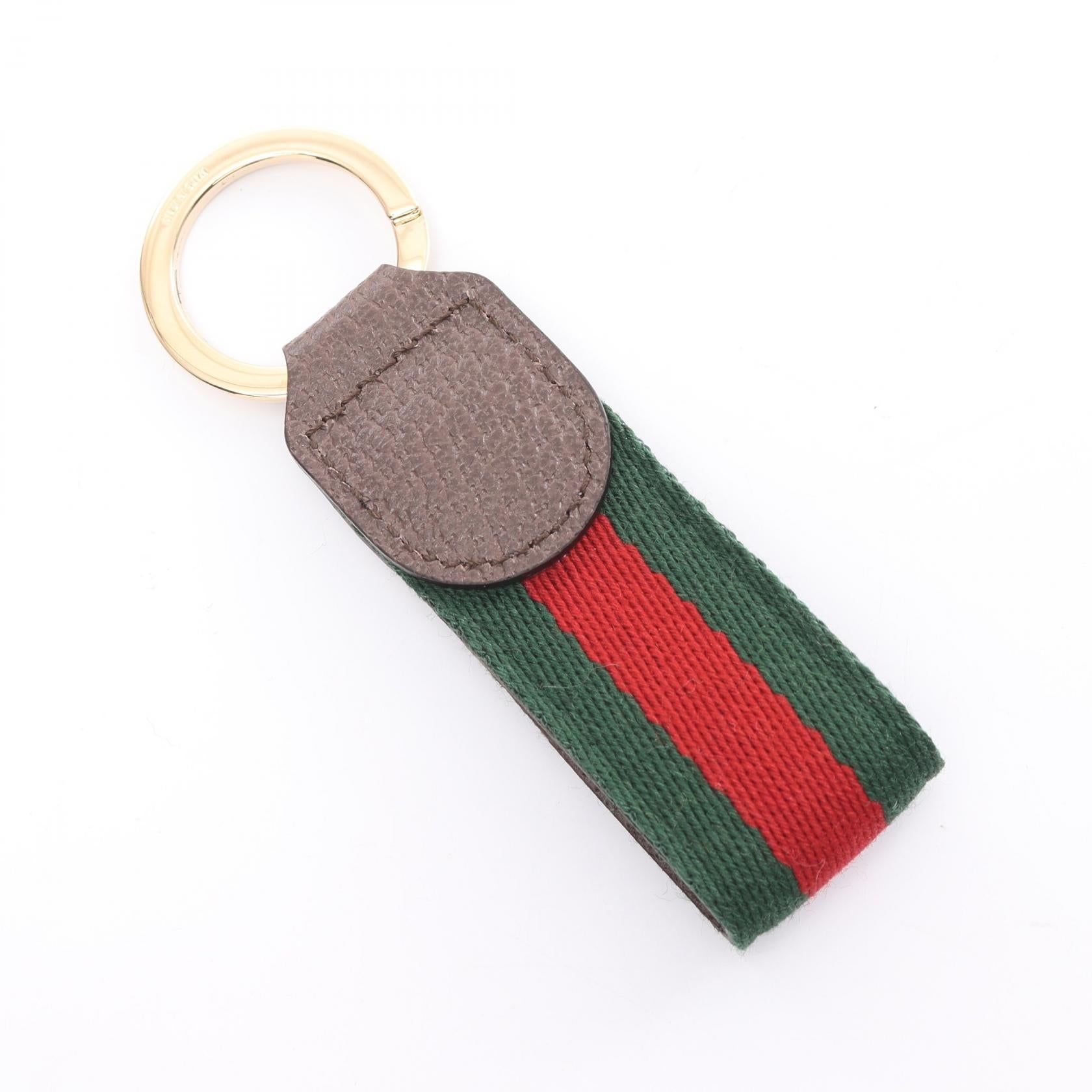 Gucci GG Web Canvas Key Ring Canvas Key Holder 523161 in Excellent Condition