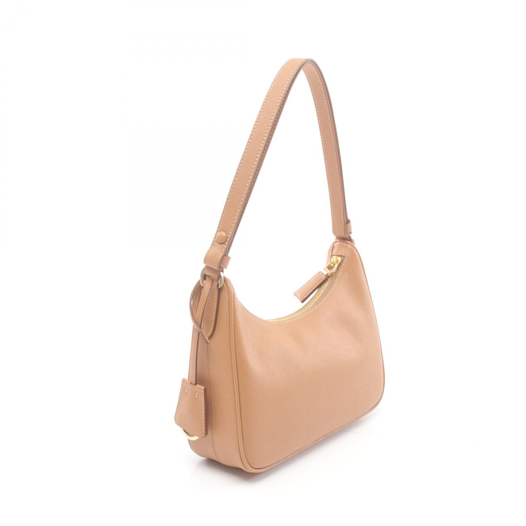 Prada Saffiano Lux Leather Shoulder Bag Beige