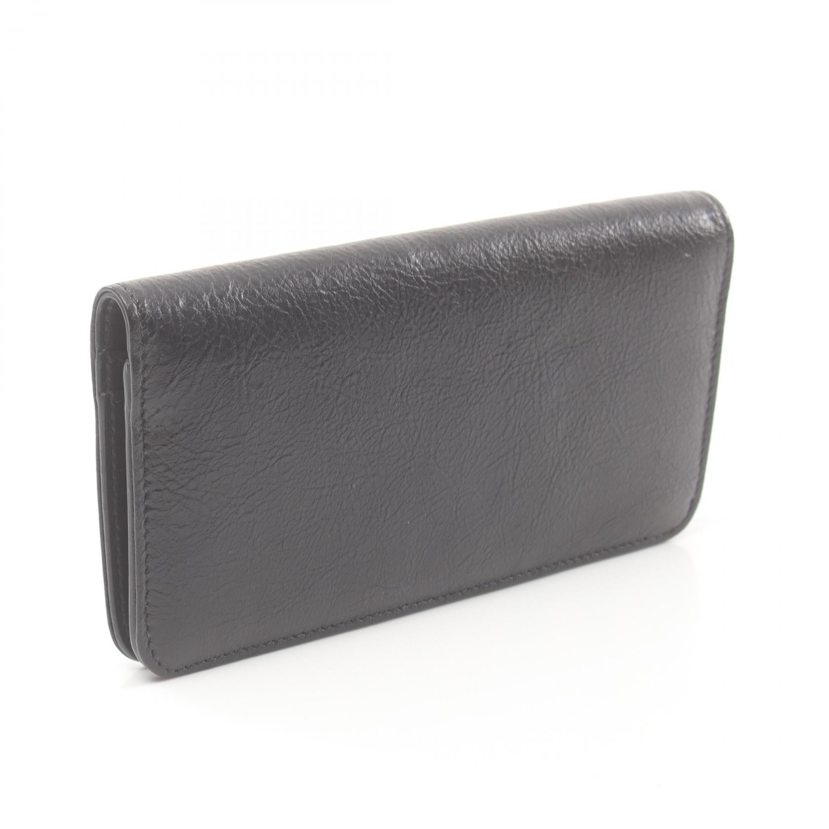 Balenciaga Monaco Leather Long Wallet Black