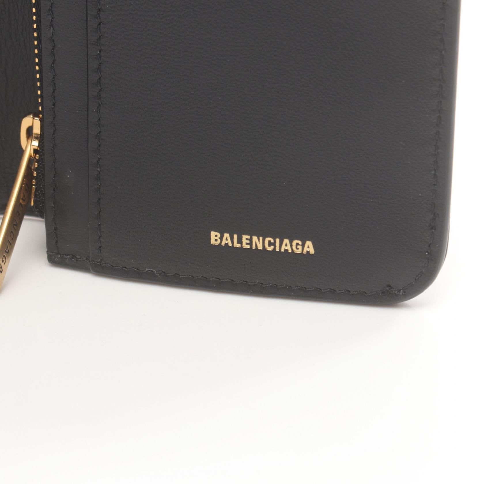 Balenciaga Monaco Leather Long Wallet Black