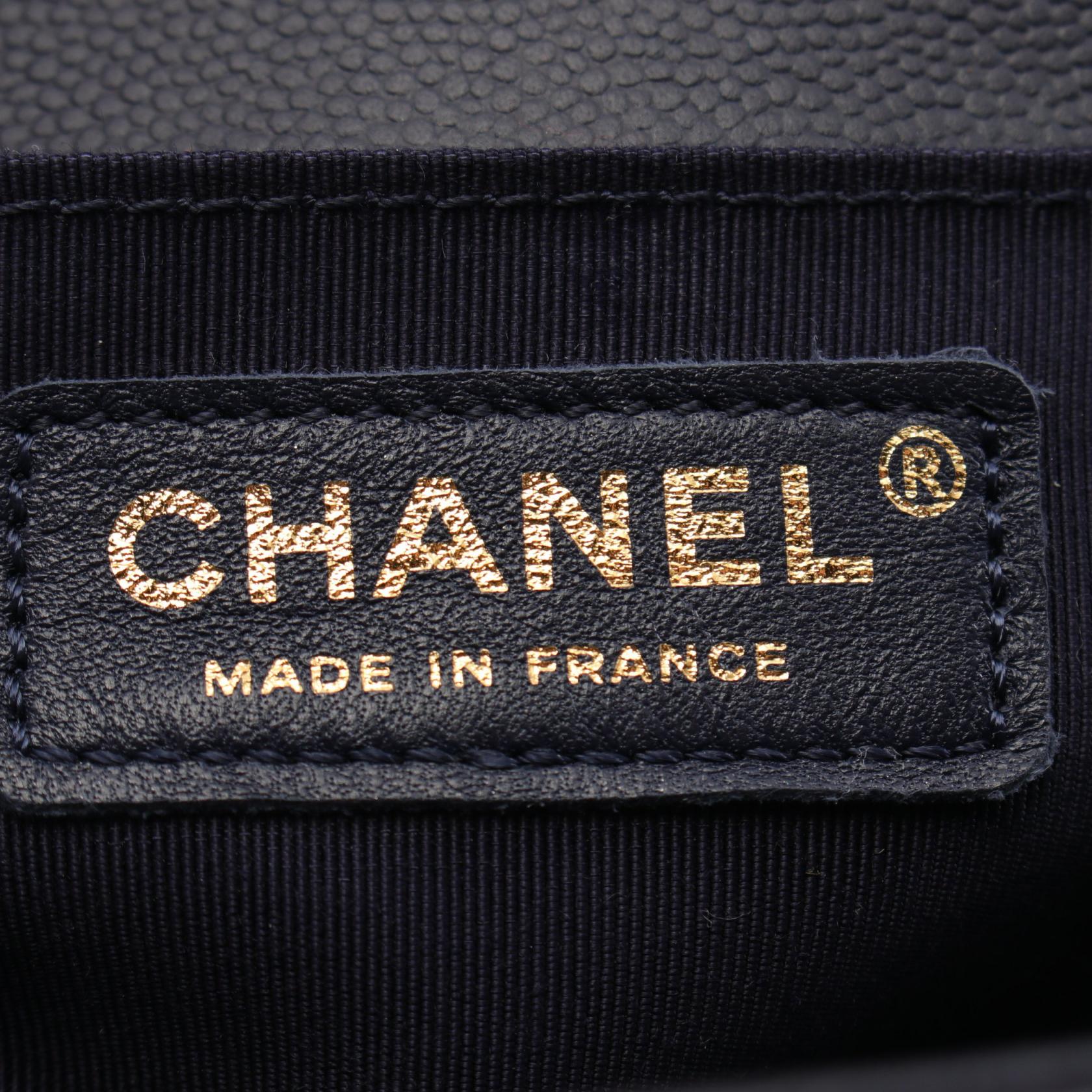 Chanel Boy Matelasse Shoulder Bag Navy