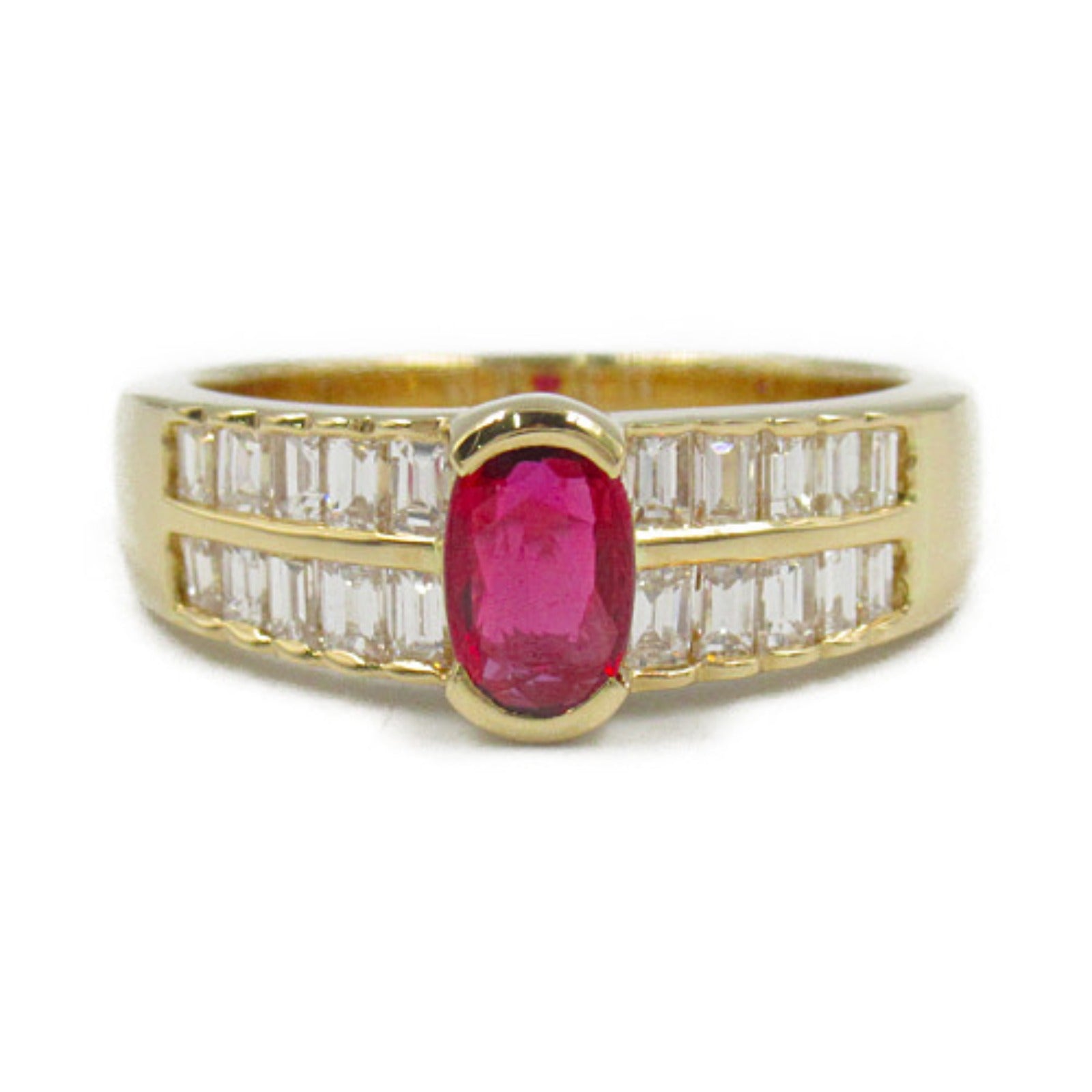 K18 Yellow Gold Ruby Diamond Ring