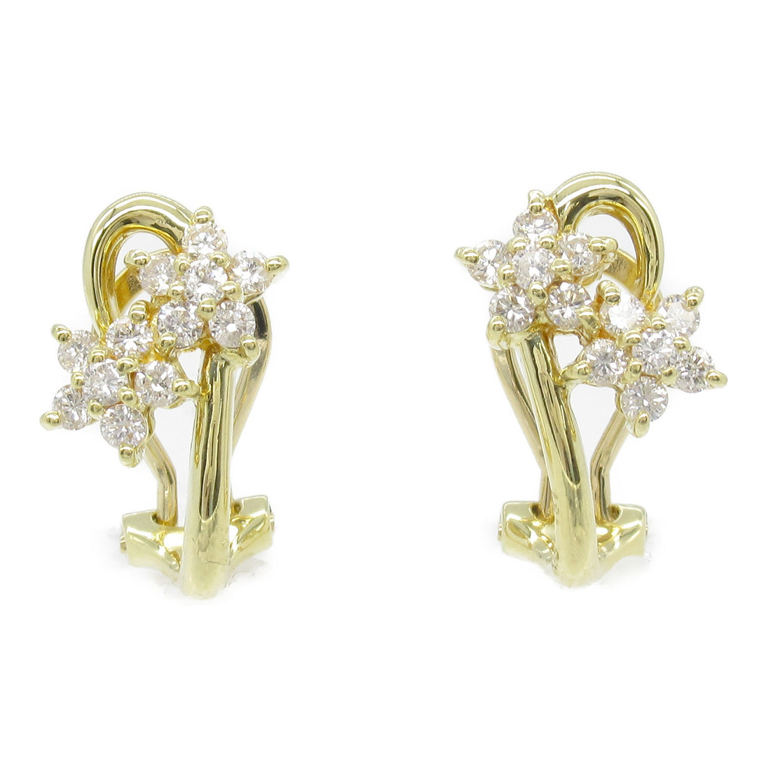 K18 Yellow Gold Diamond Earrings Jewelry