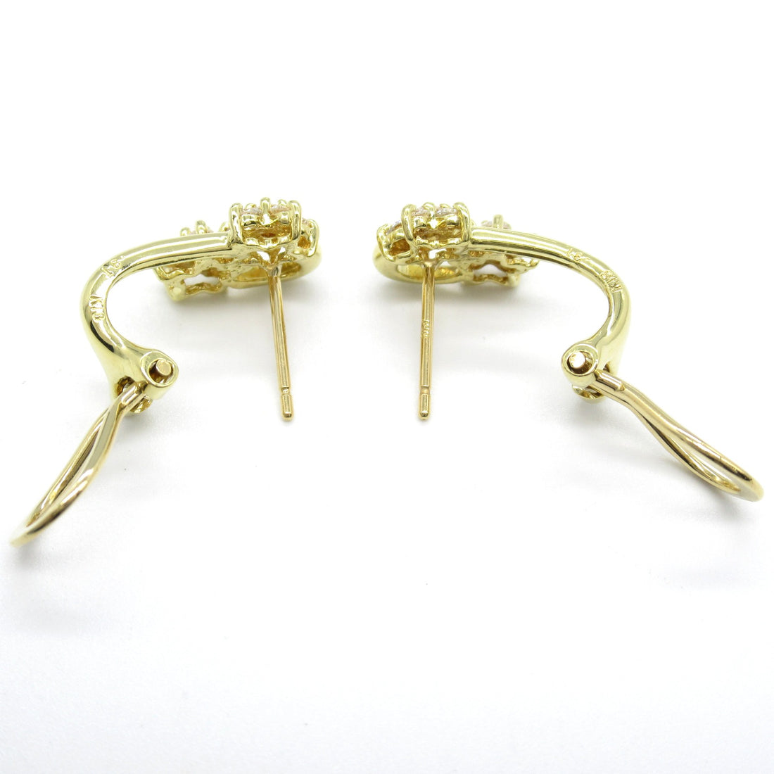 K18 Yellow Gold Diamond Earrings Jewelry