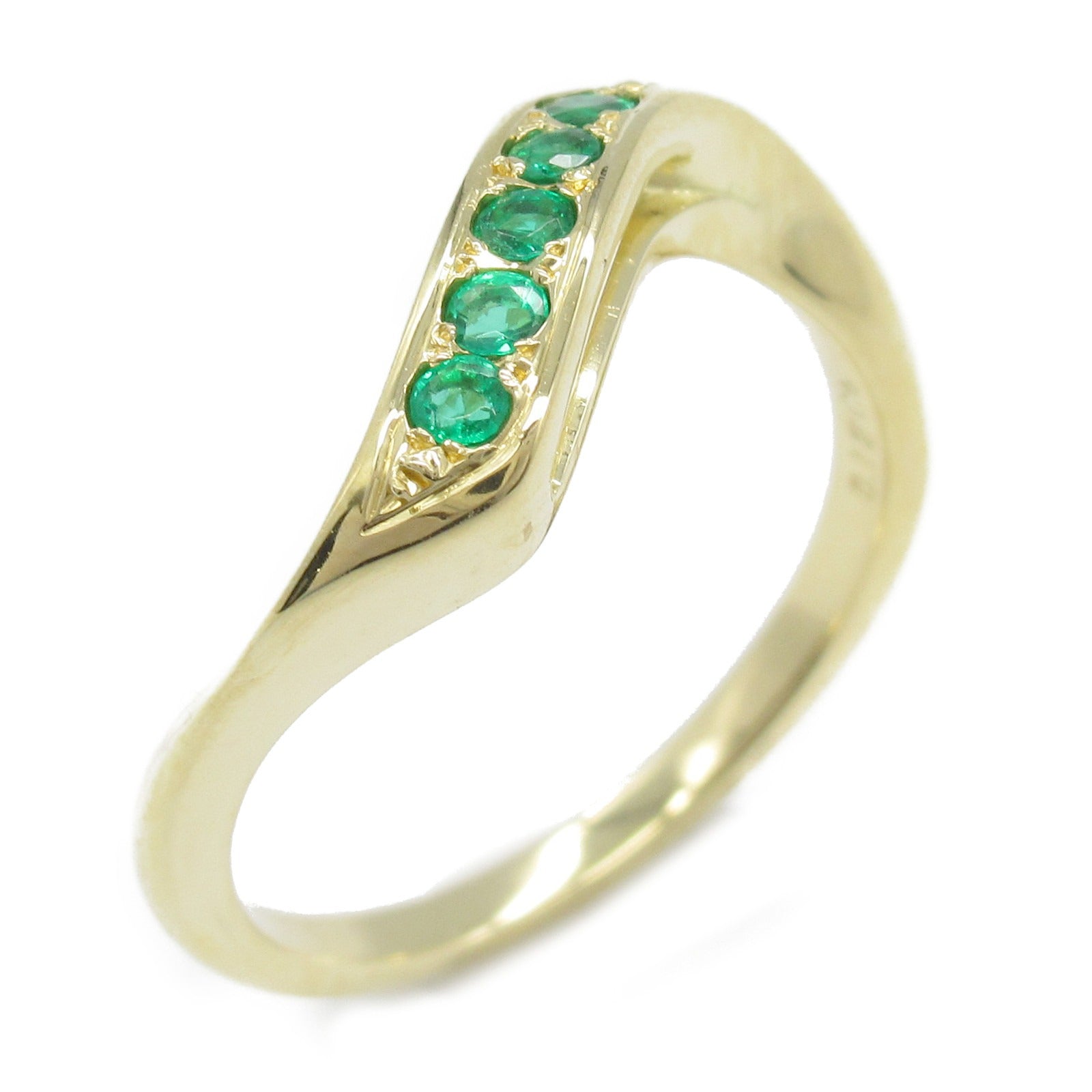 Mikimoto Emerald Ring K18 Yellow Gold