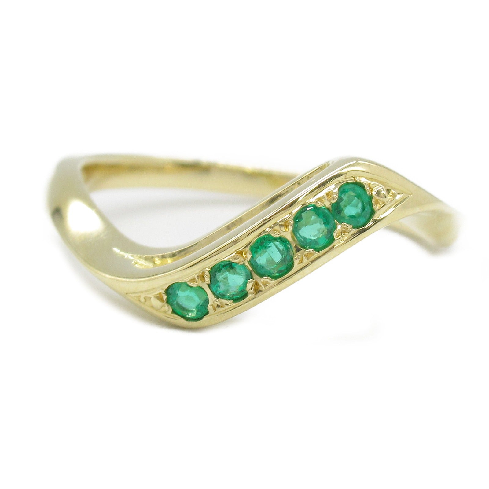 Mikimoto Emerald Ring K18 Yellow Gold