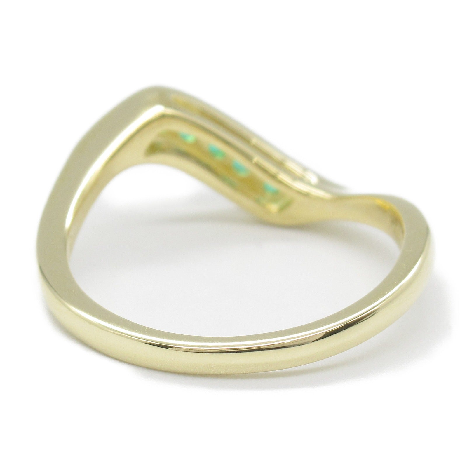 Mikimoto Emerald Ring K18 Yellow Gold