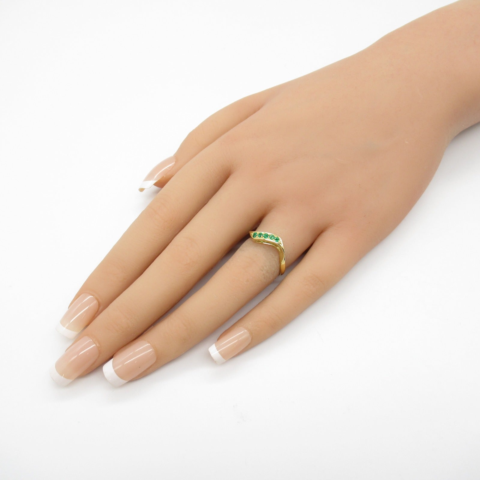 Mikimoto Emerald Ring K18 Yellow Gold