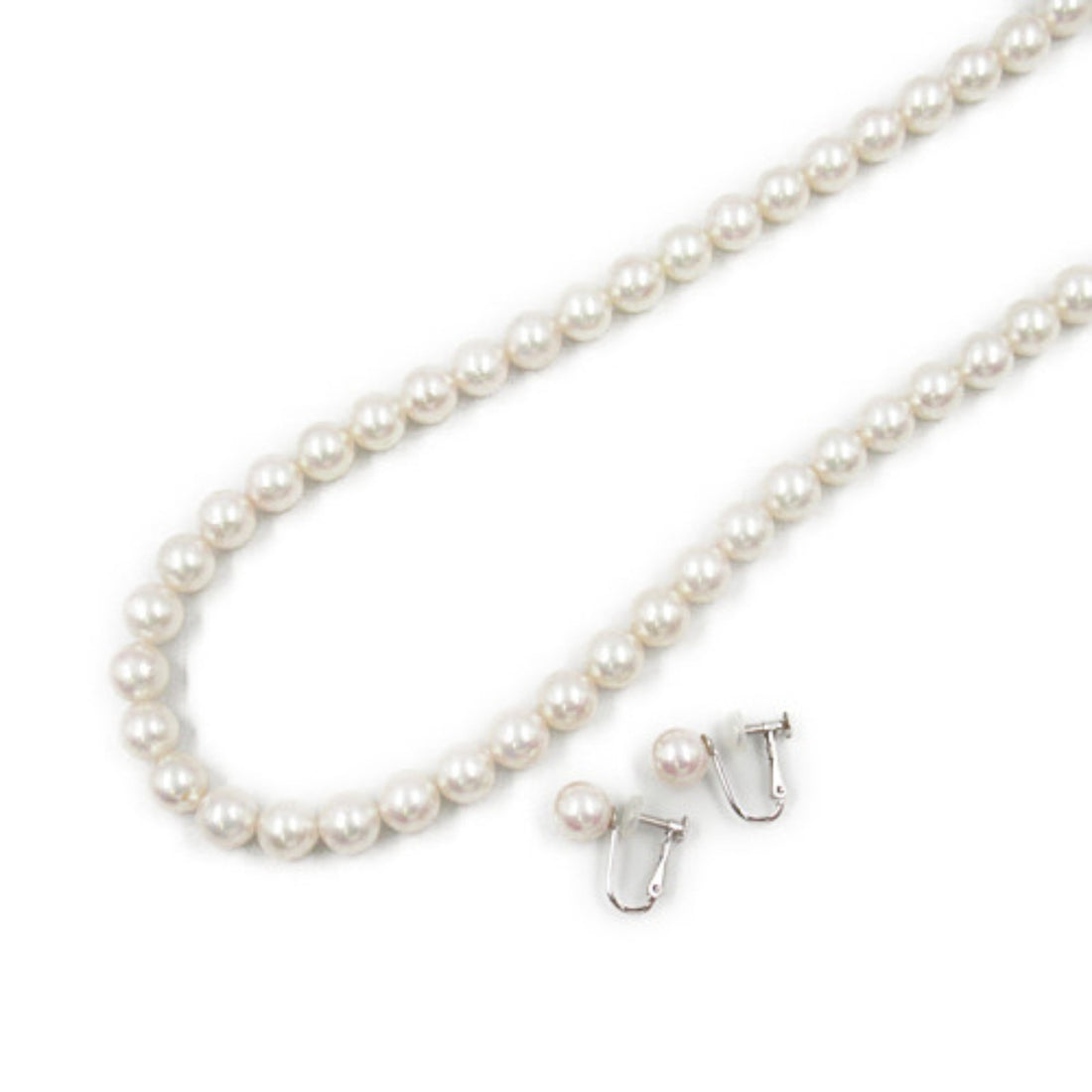 Jewelry Pearl Necklace Earring Set Silver925 K14WG