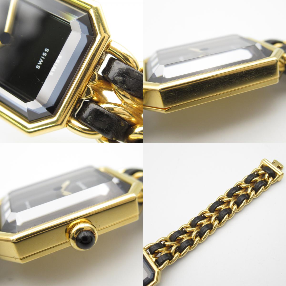 Chanel Premiere L Watch Gold Plated Leather H0001