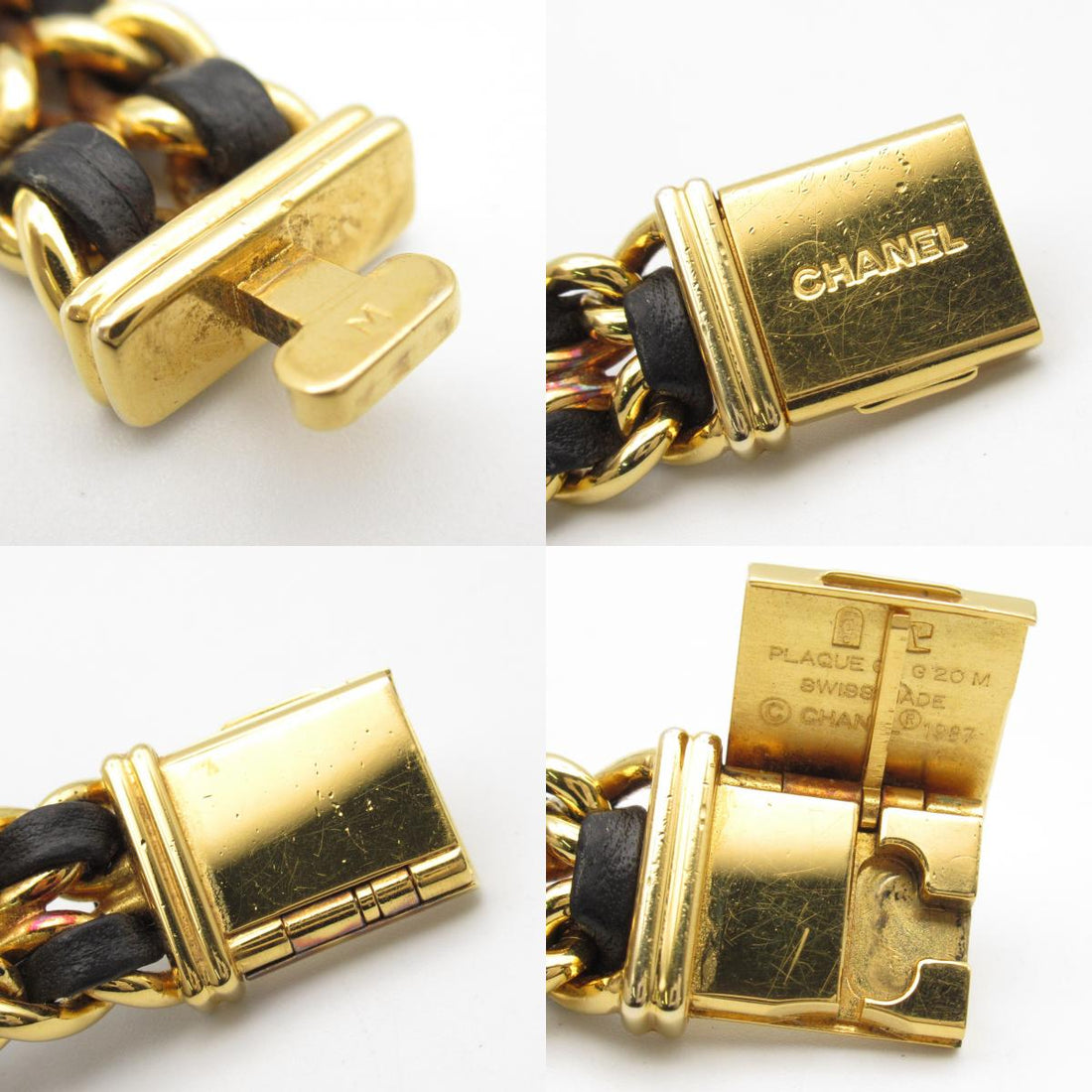 Chanel Premiere M Watch Gold Plated Leather Quartz H0001