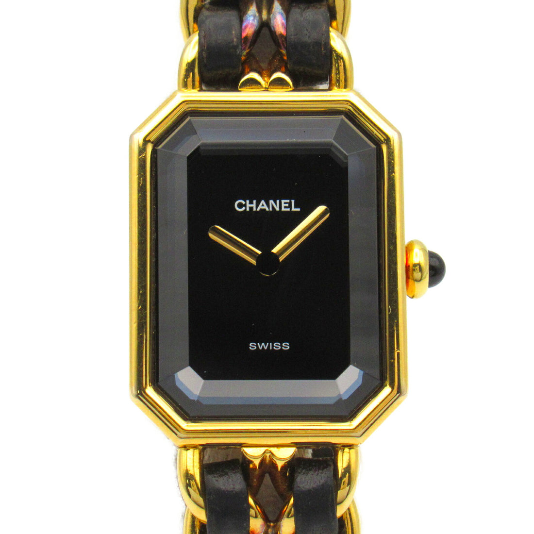 Chanel Premiere M Watch Gold Plated Leather Quartz H0001