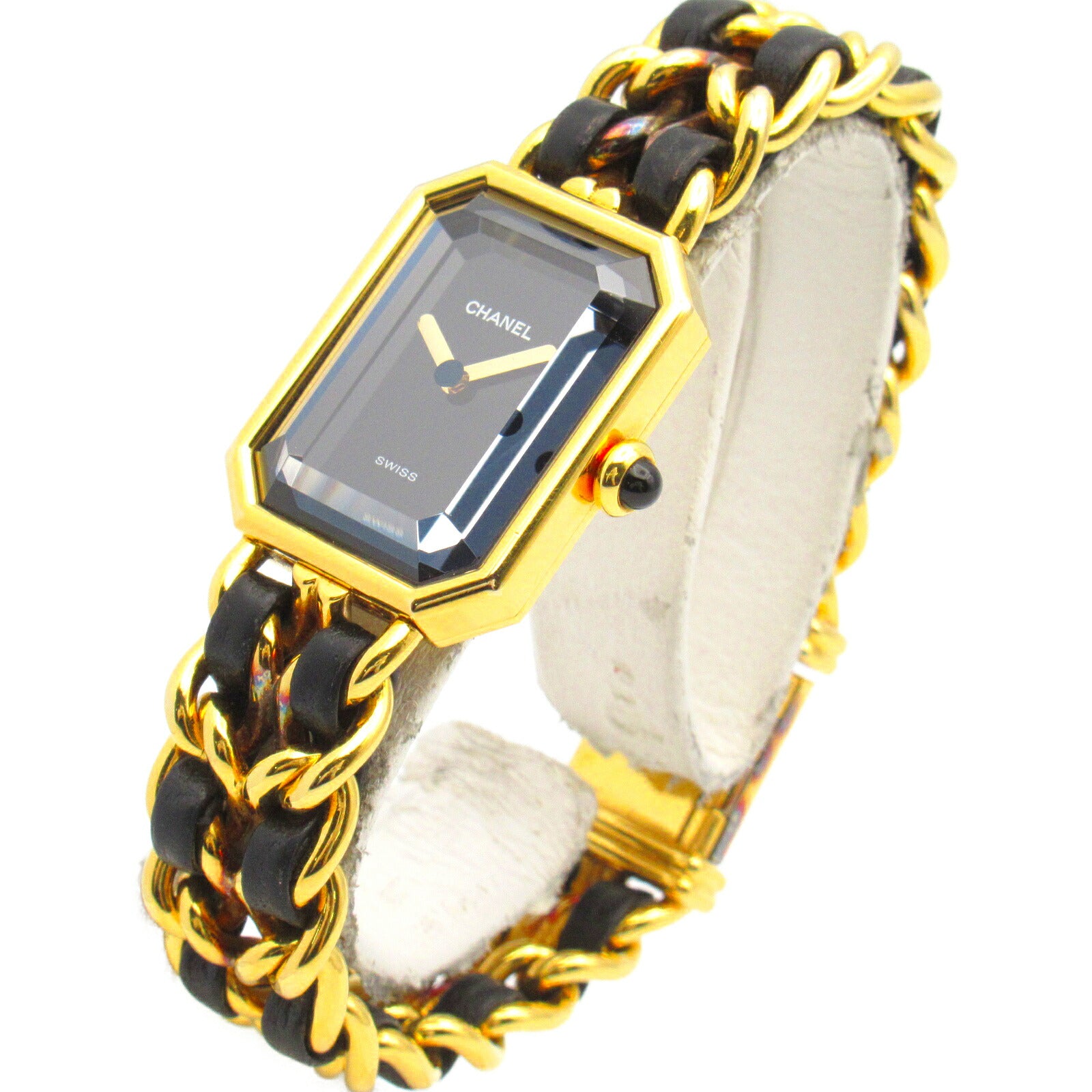 Chanel Premiere M Watch Gold Plated Leather Quartz H0001