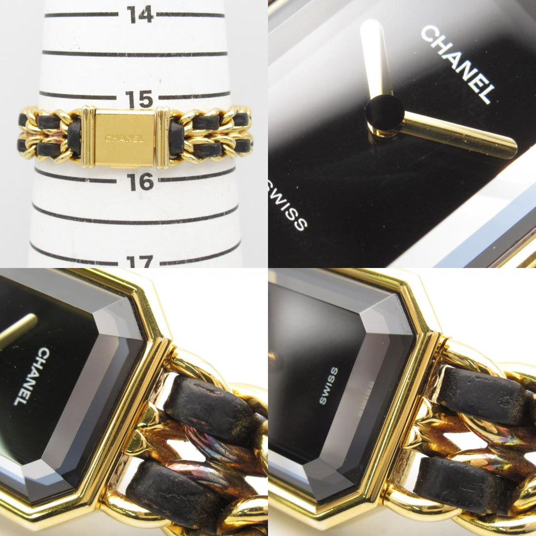 Chanel Premiere M Watch Gold Plated Leather Quartz H0001