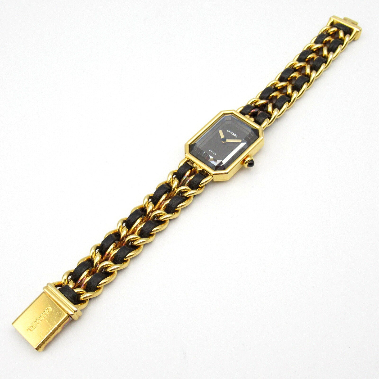 Chanel Premiere M Watch Gold Plated Leather Quartz H0001