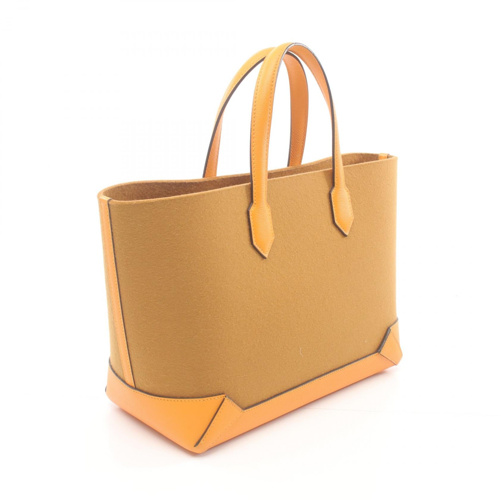 Hermes Maxi Box 30 Tote Bag Felt Brown/Orange