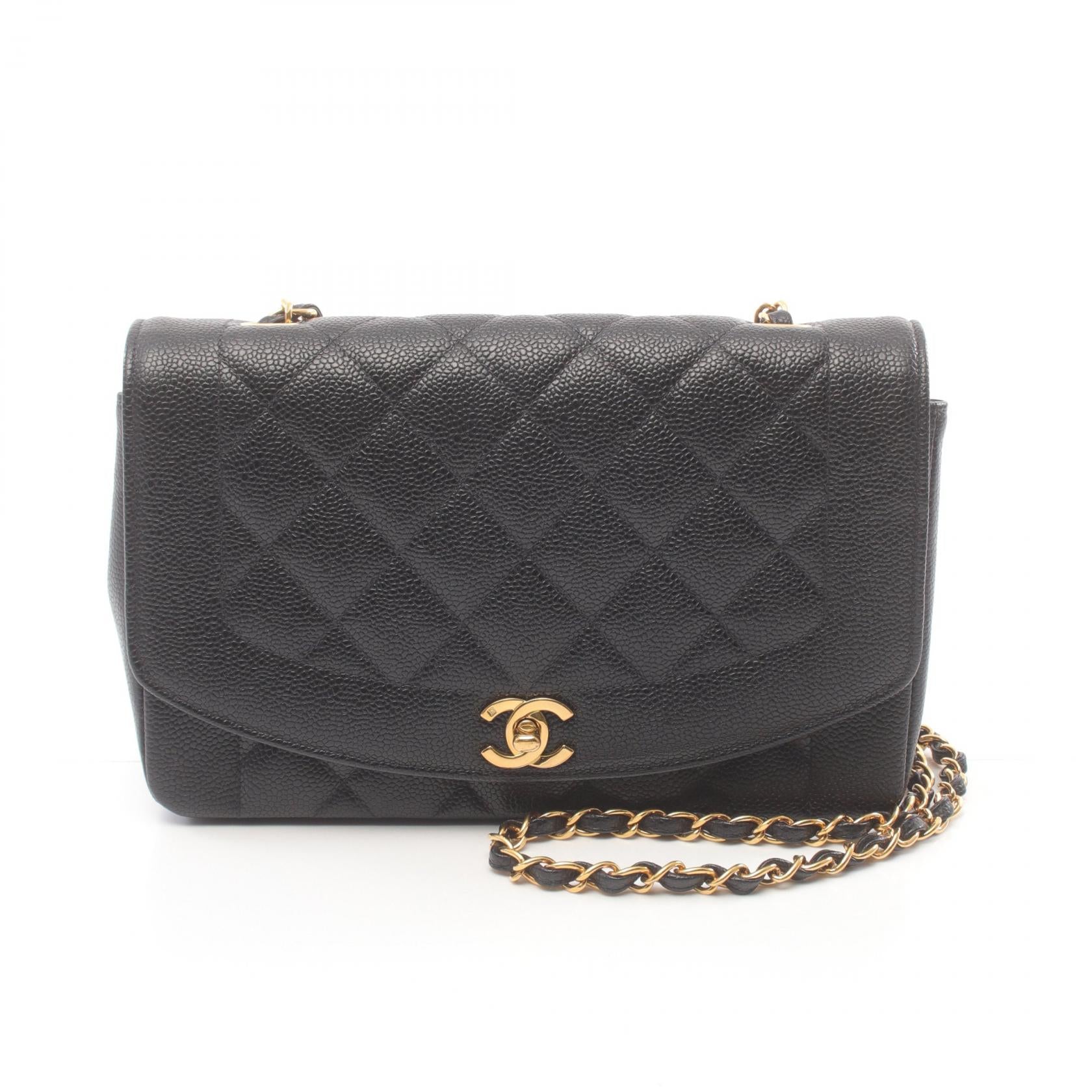 Chanel Diana Flap Shoulder Bag Black Caviar