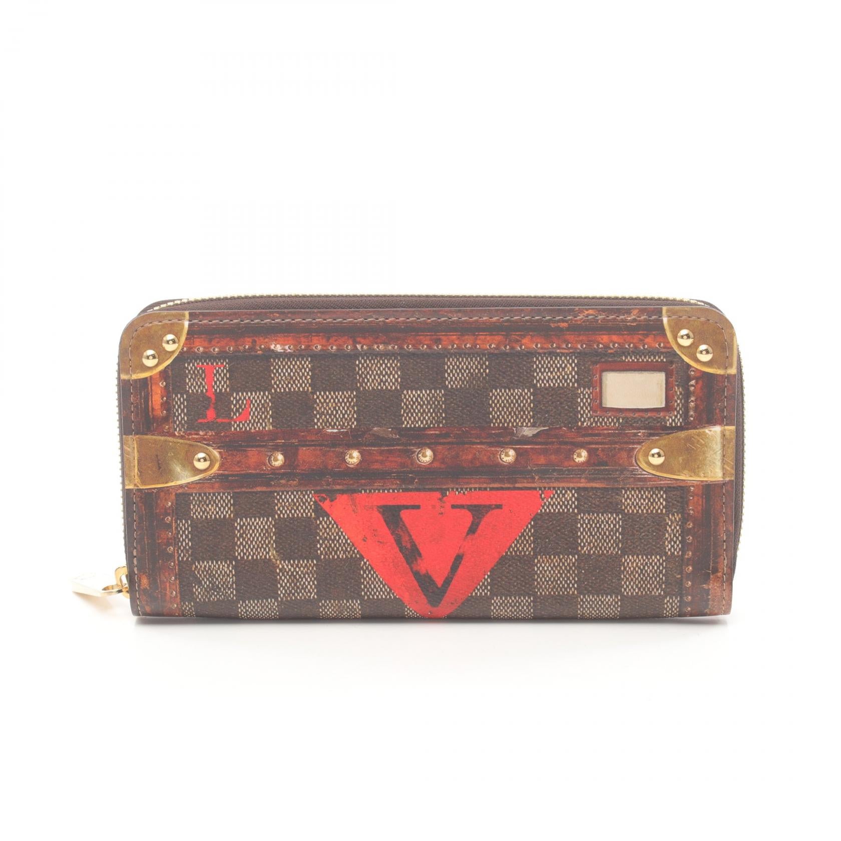 Louis Vuitton Damier Trunk Zippy Wallet  Canvas Long Wallet M63490 in Great Condition