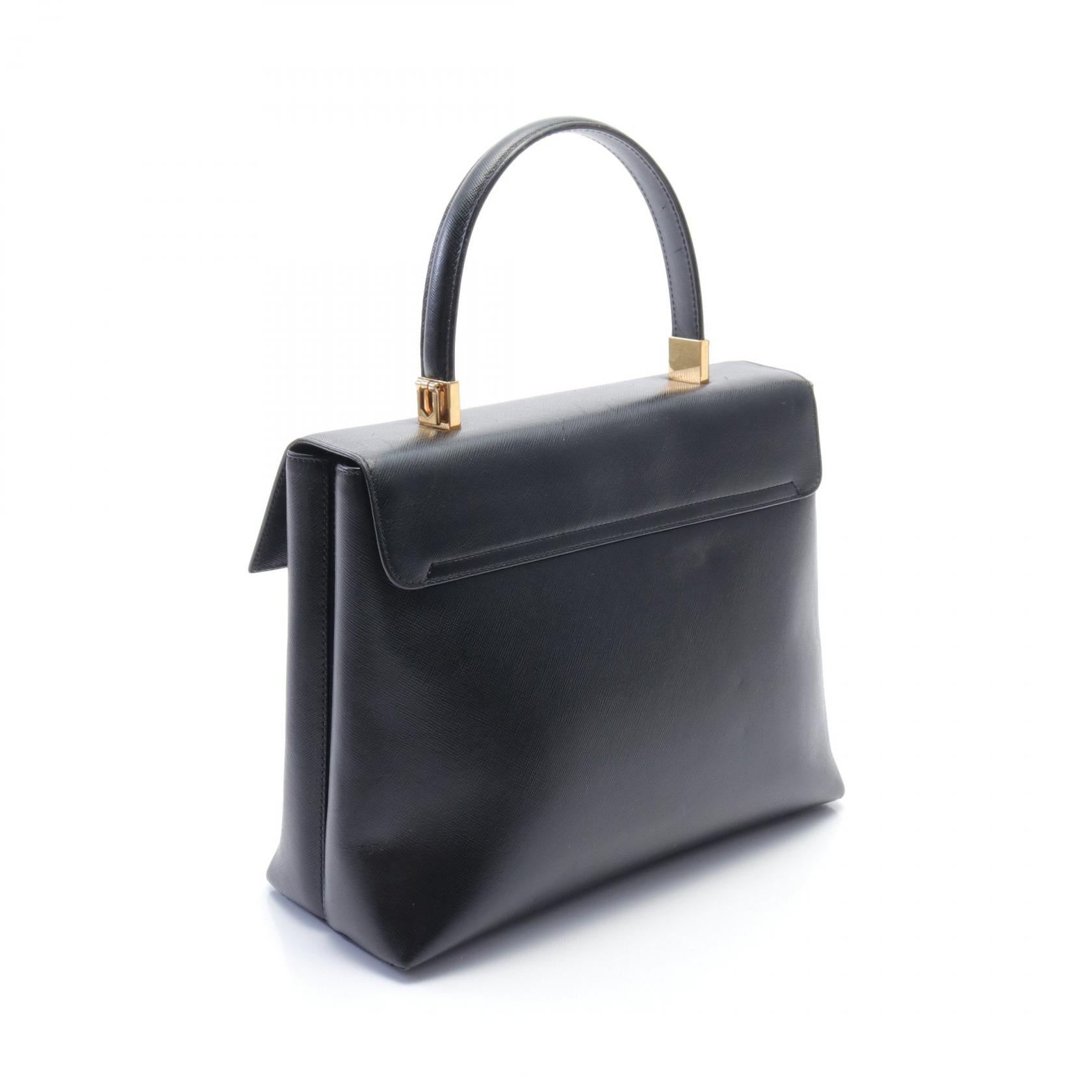 Salvatore Ferragamo Leather Gancini Handbag Black