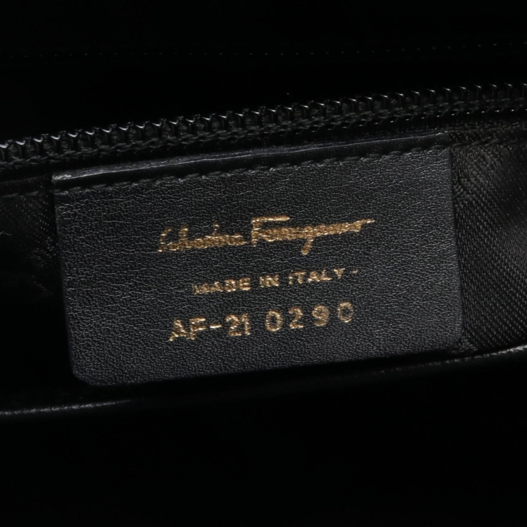 Salvatore Ferragamo Leather Gancini Handbag Black