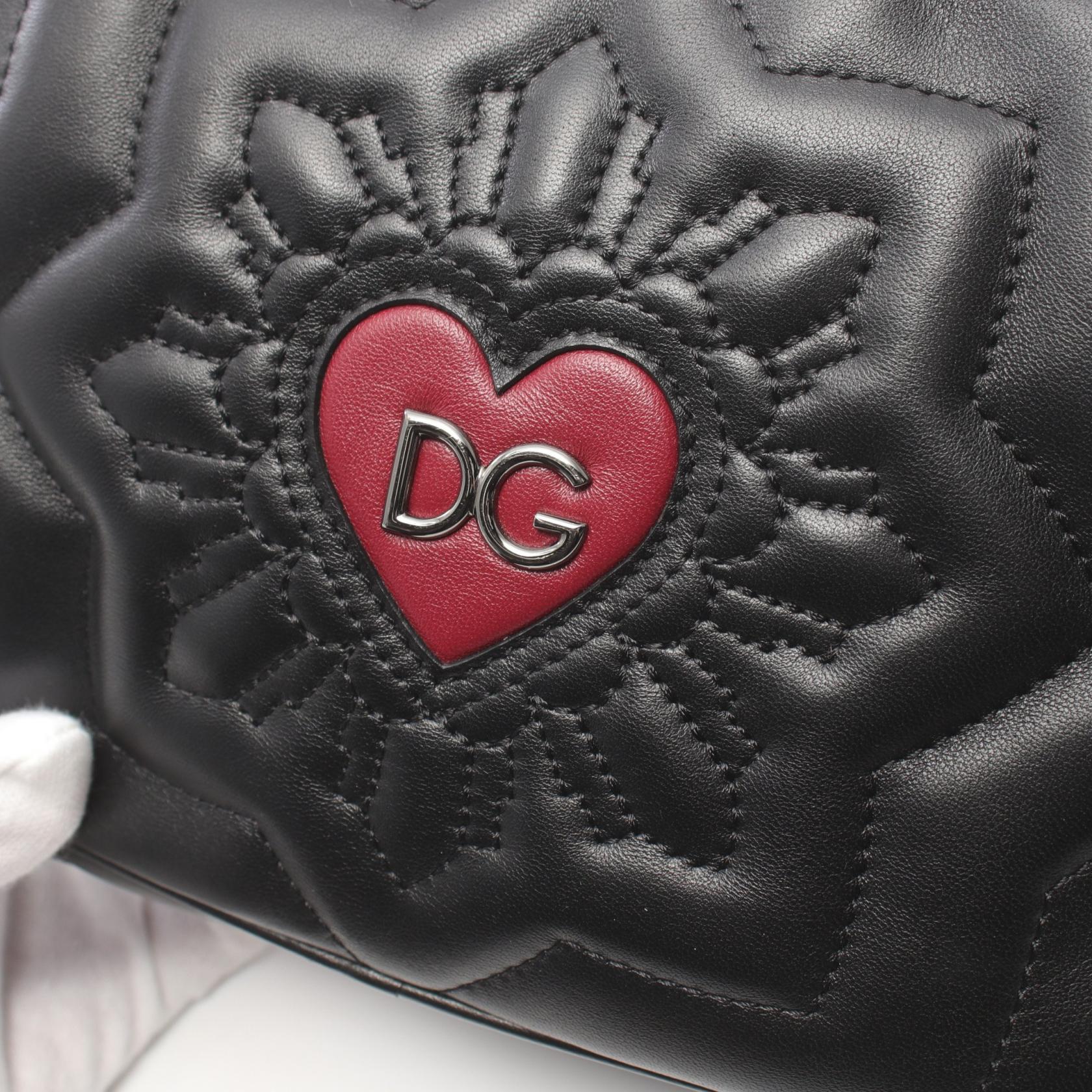 D&G LOVE Leather Shoulder Bag Black