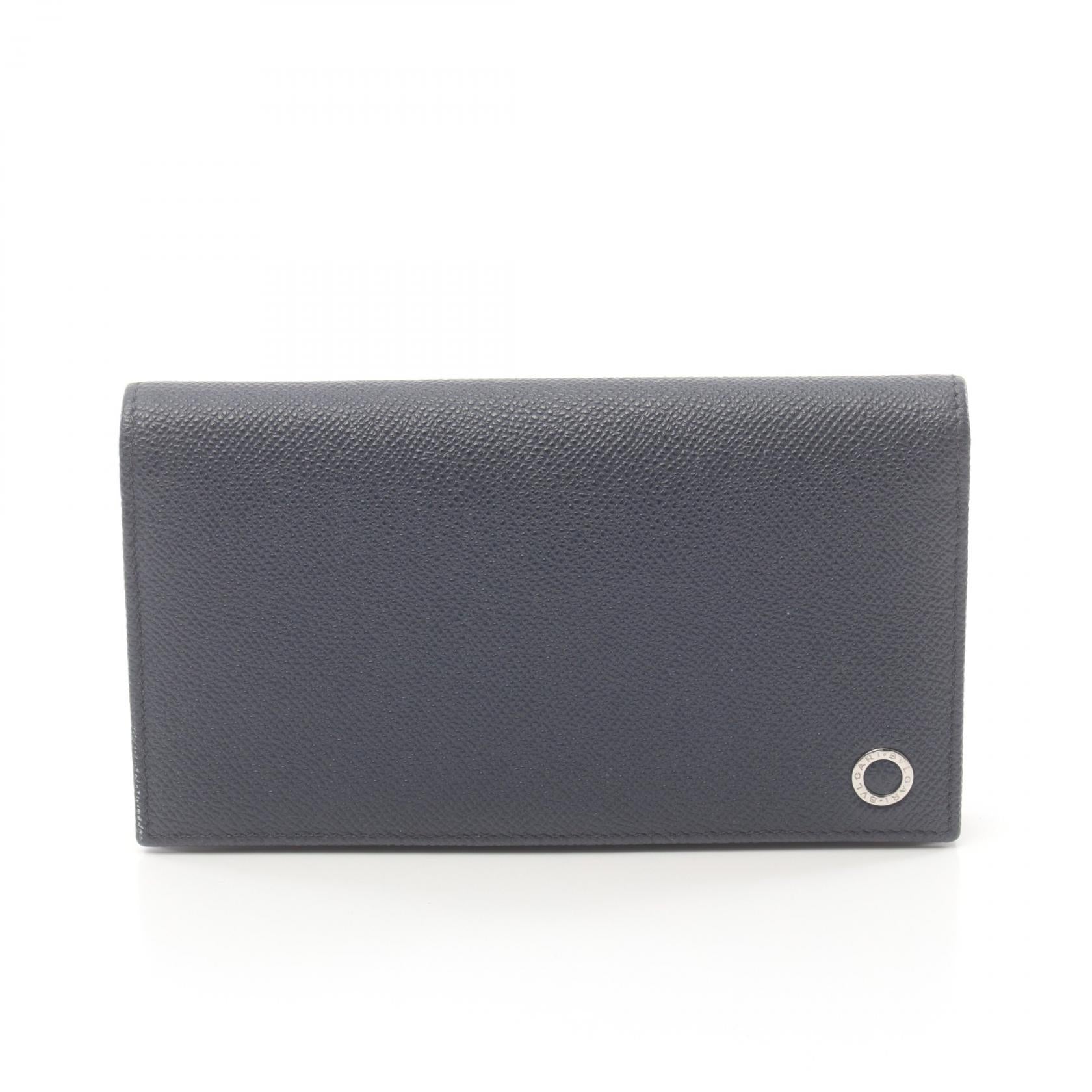 Bvlgari Leather Bifold Long Wallet Navy