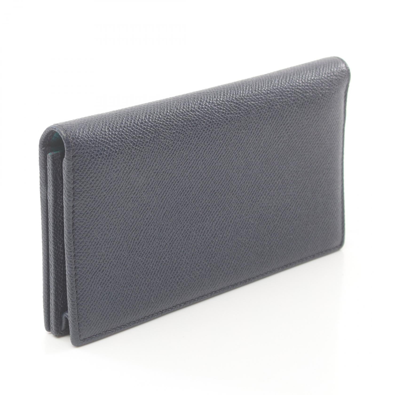 Bvlgari Leather Bifold Long Wallet Navy