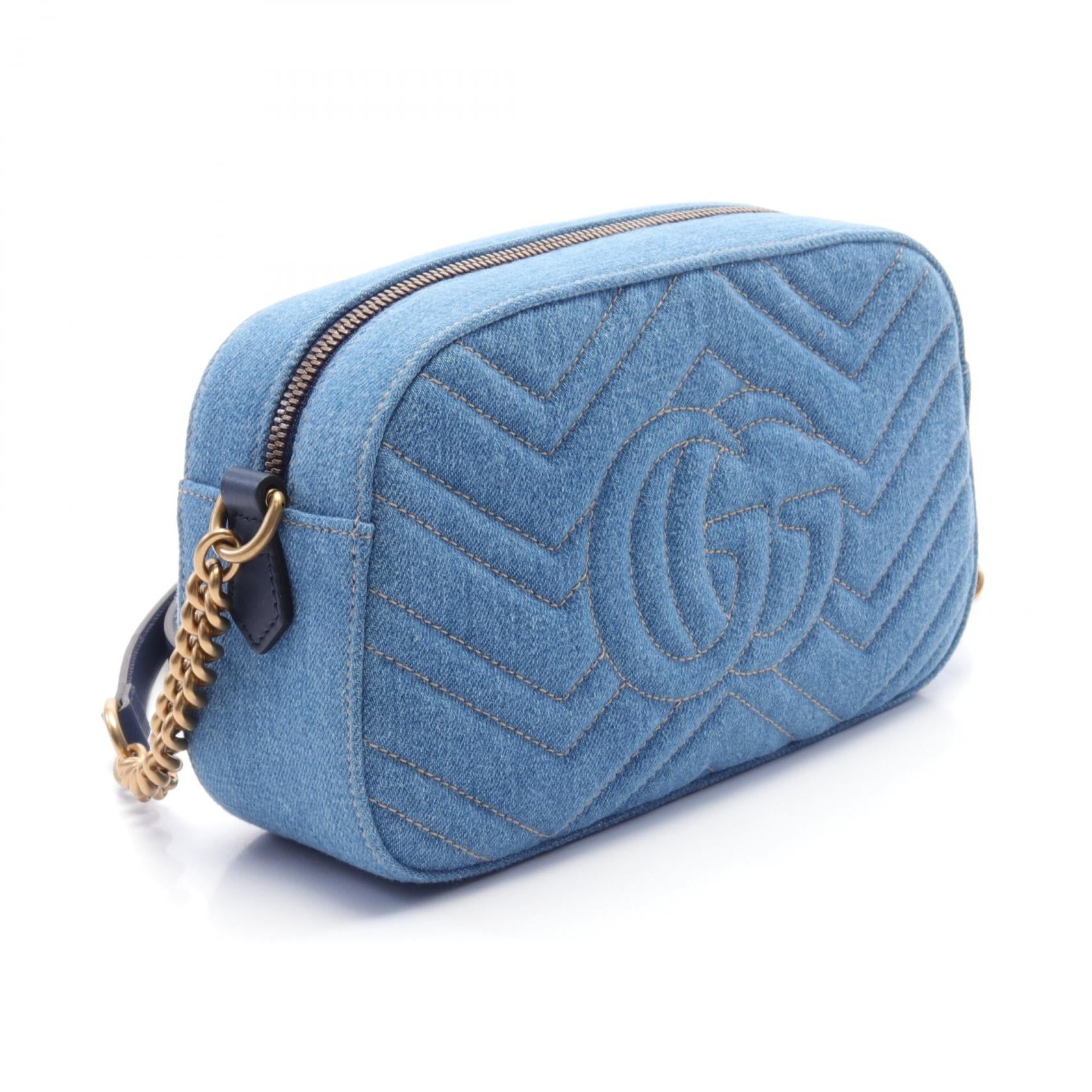 Gucci GG Marmont Denim Leather Shoulder Bag