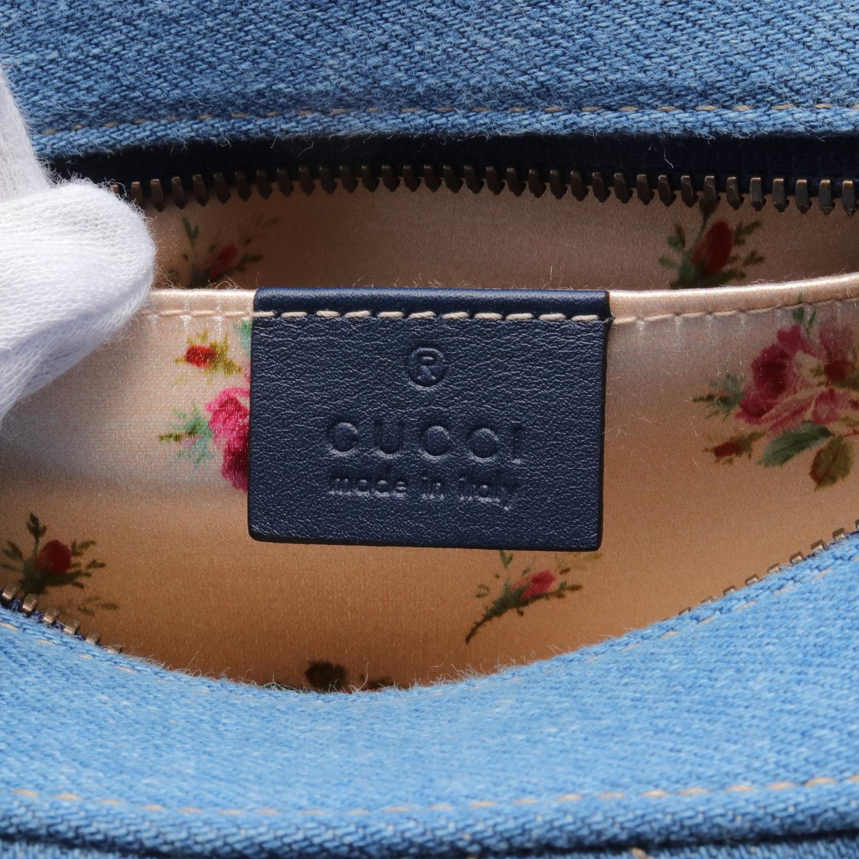 Gucci GG Marmont Denim Leather Shoulder Bag