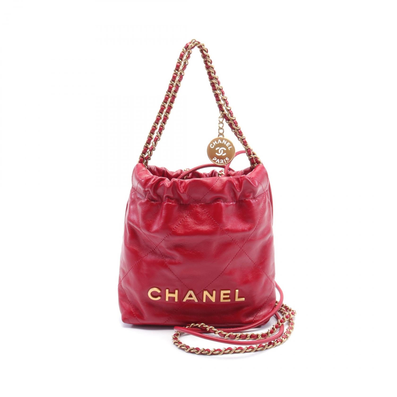 Chanel 22 Leather Shoulder Bag Red