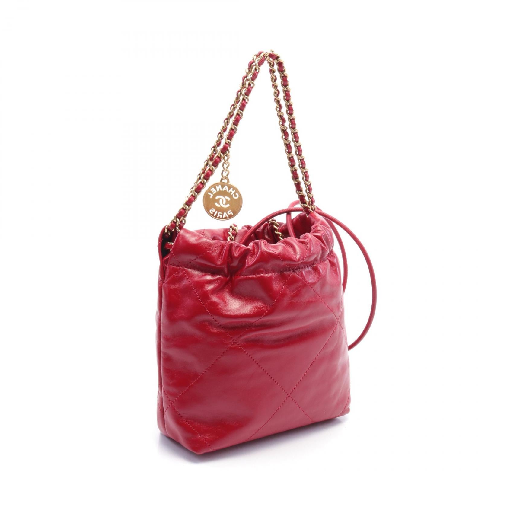 Chanel 22 Leather Shoulder Bag Red