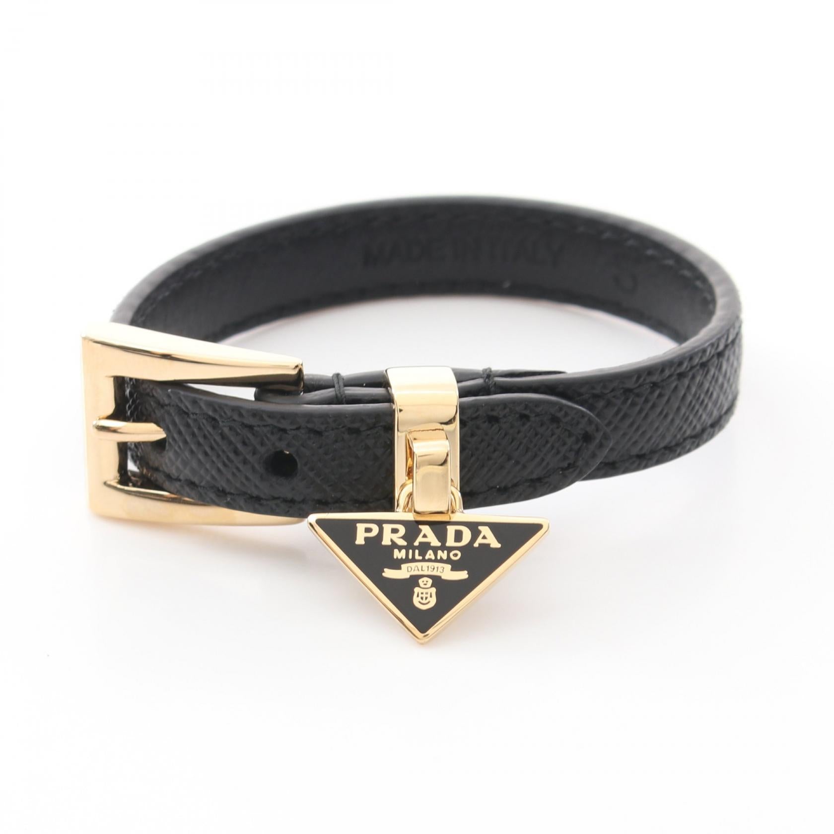 Prada Triangle Logo Bracelet Saffiano Leather