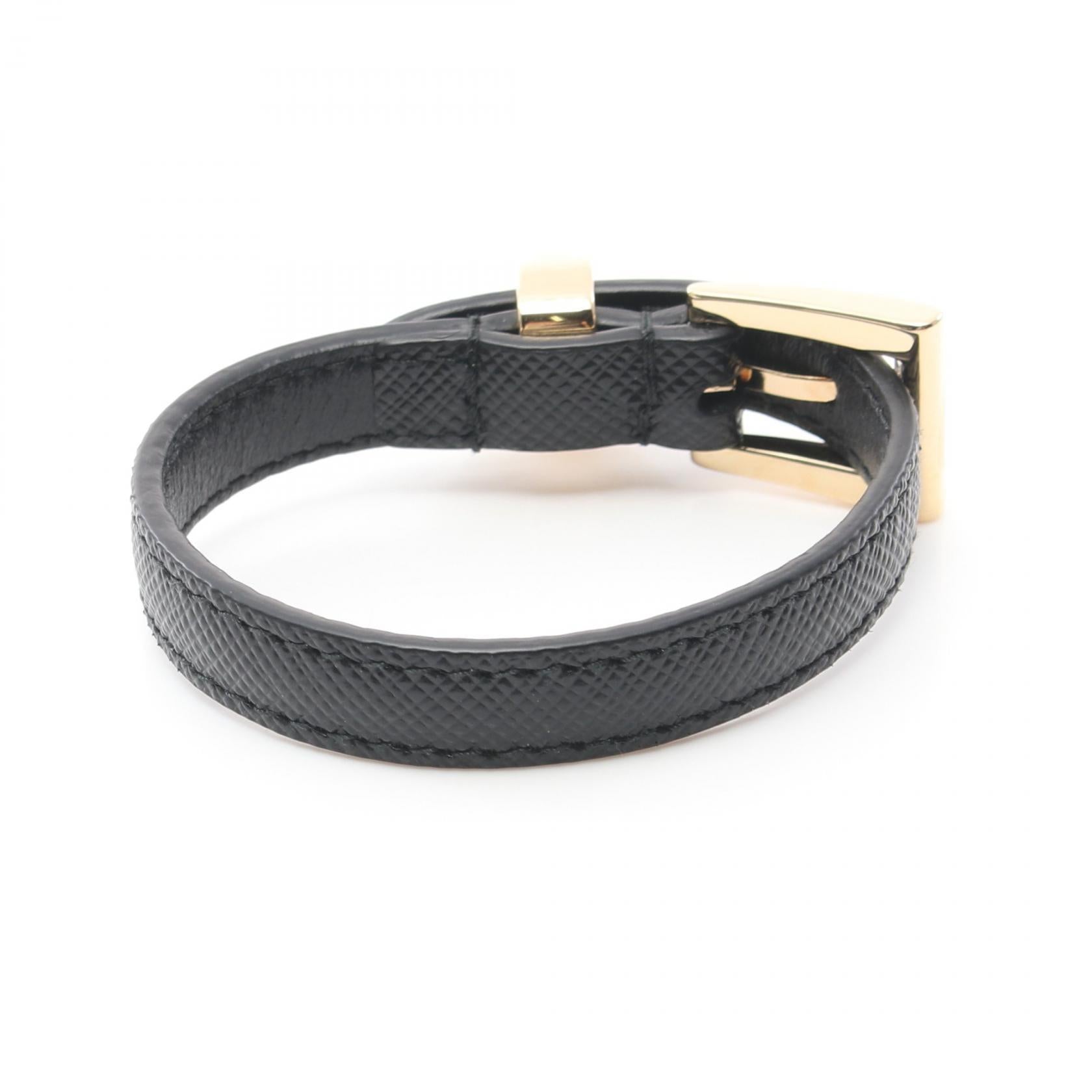 Prada Saffiano Leather Triangle Logo Bracelet