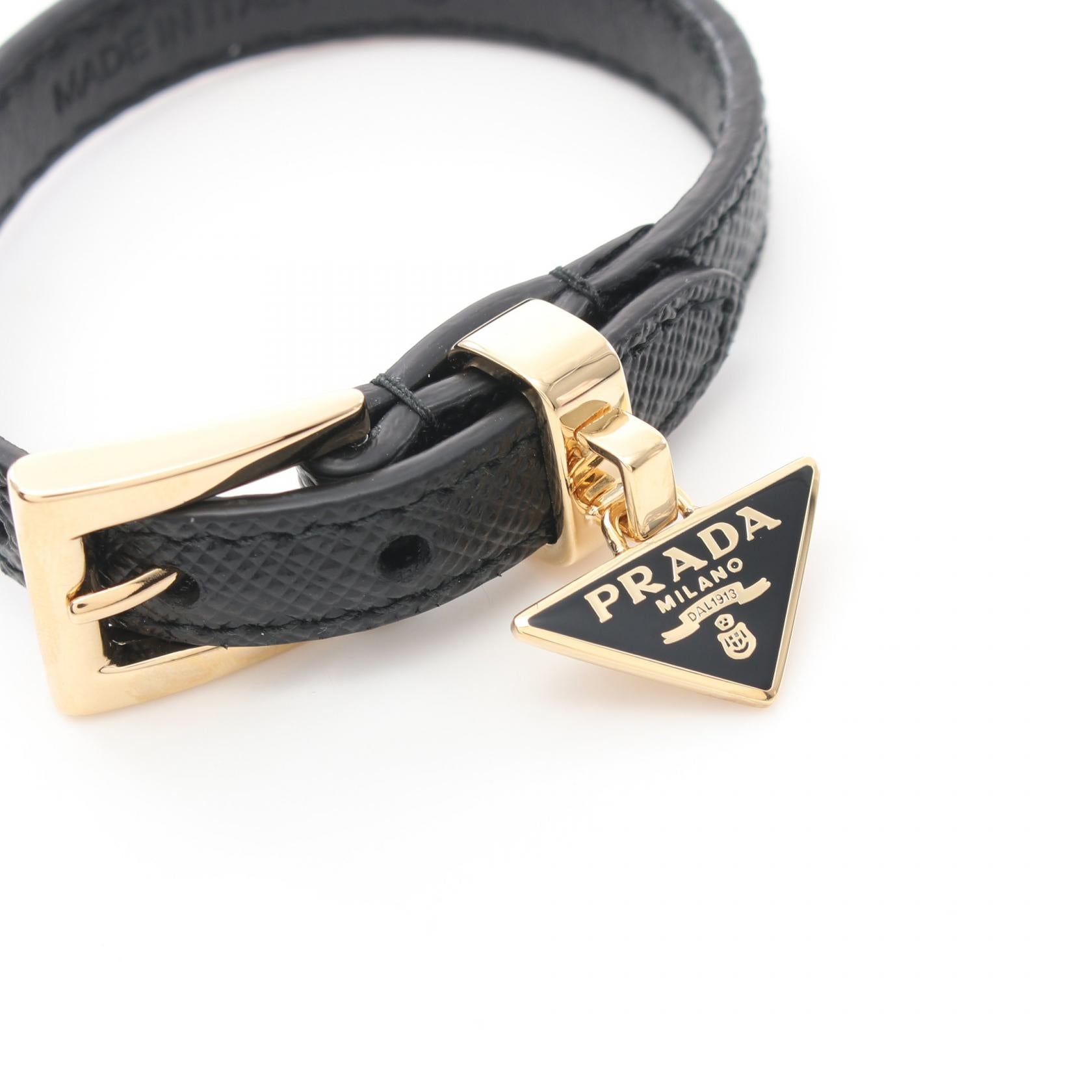 Prada Saffiano Leather Triangle Logo Bracelet