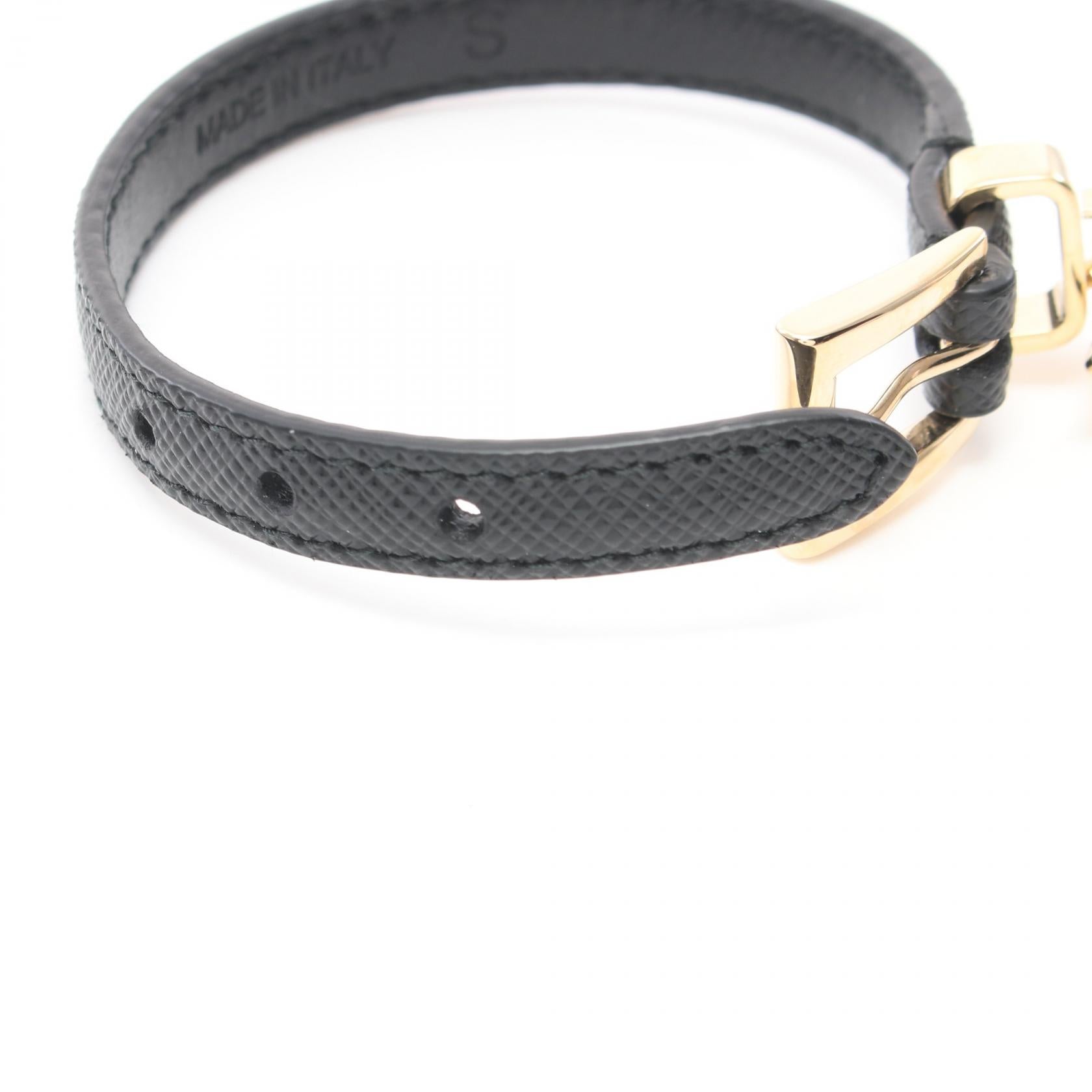 Prada Saffiano Leather Triangle Logo Bracelet