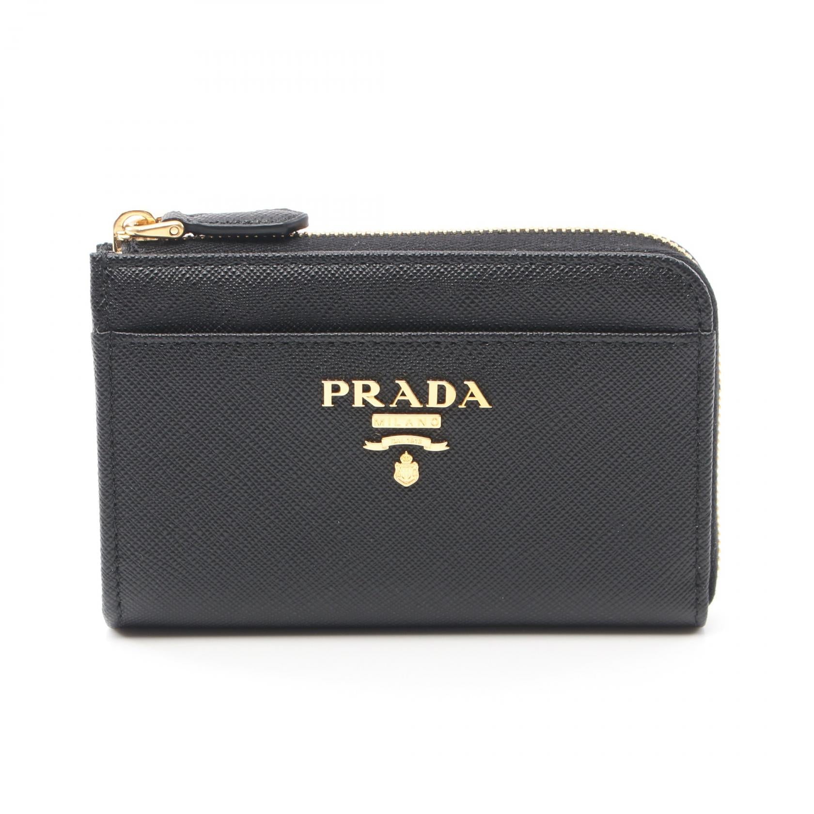 Prada Saffiano Leather Coin Case Black