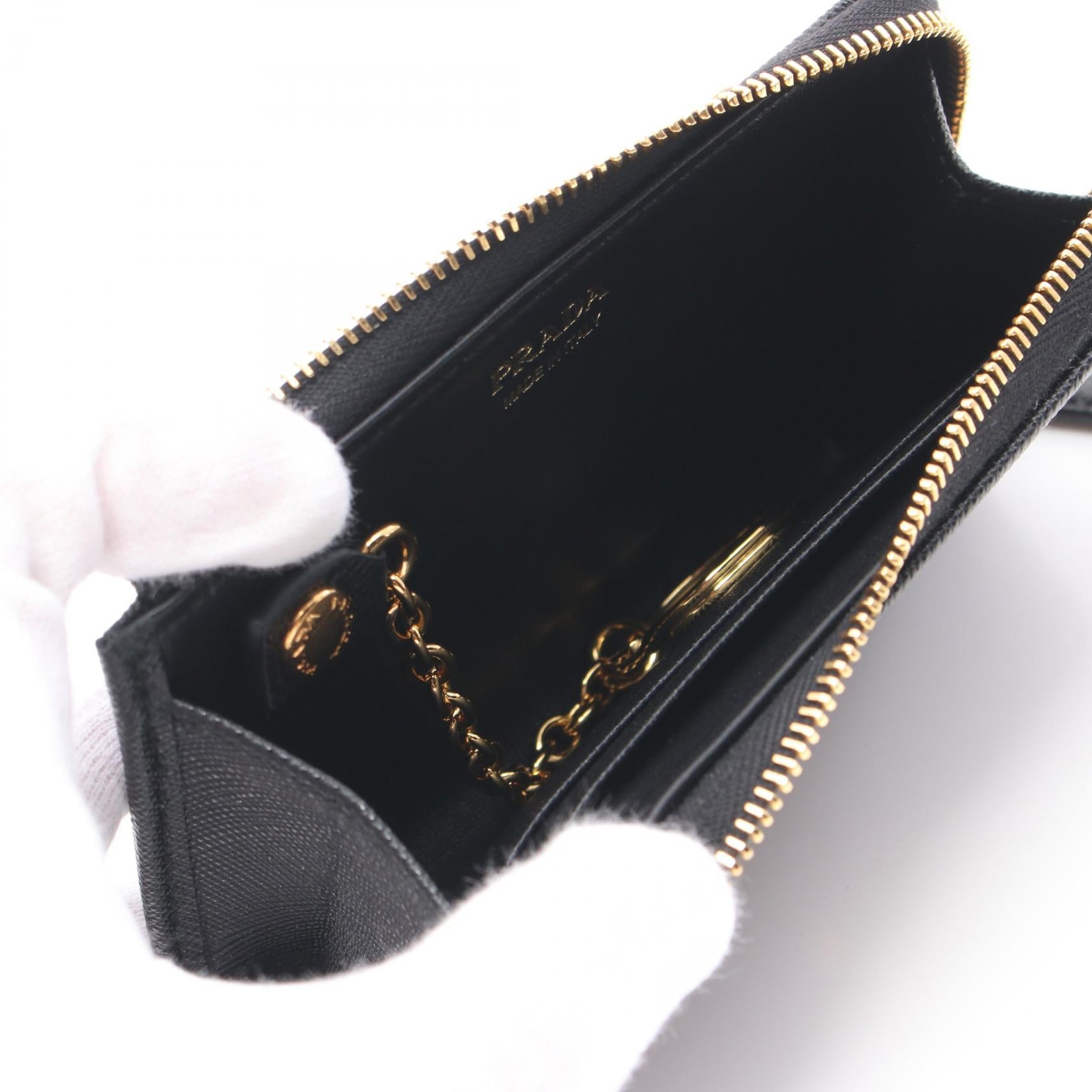 Prada Saffiano Leather Coin Case Black