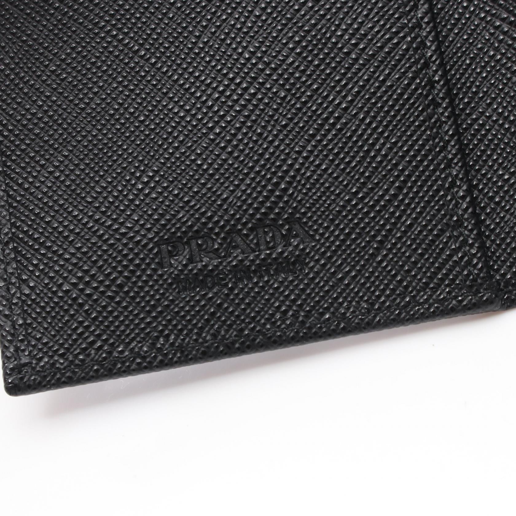 Prada Saffiano Leather Card Case Black