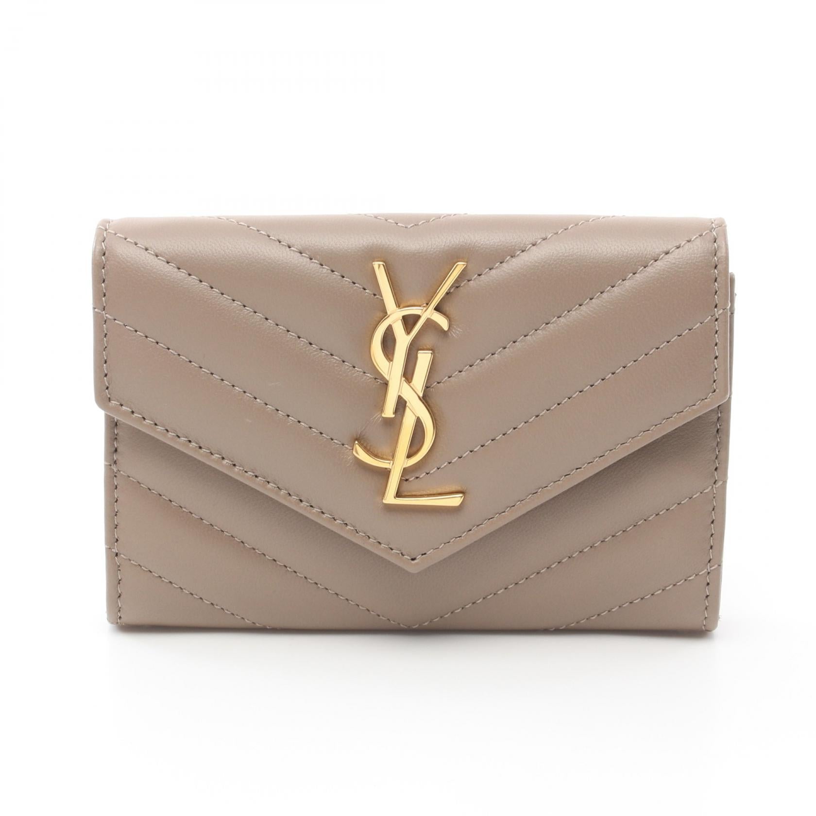 Saint Laurent Cassandra Small Envelope Wallet Brown