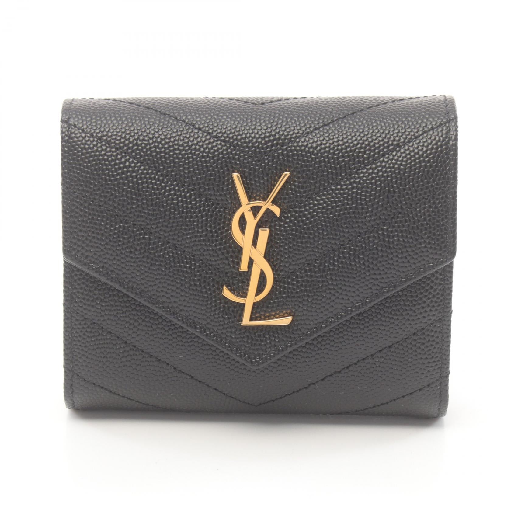 Saint Laurent Cassandra Leather Trifold Wallet