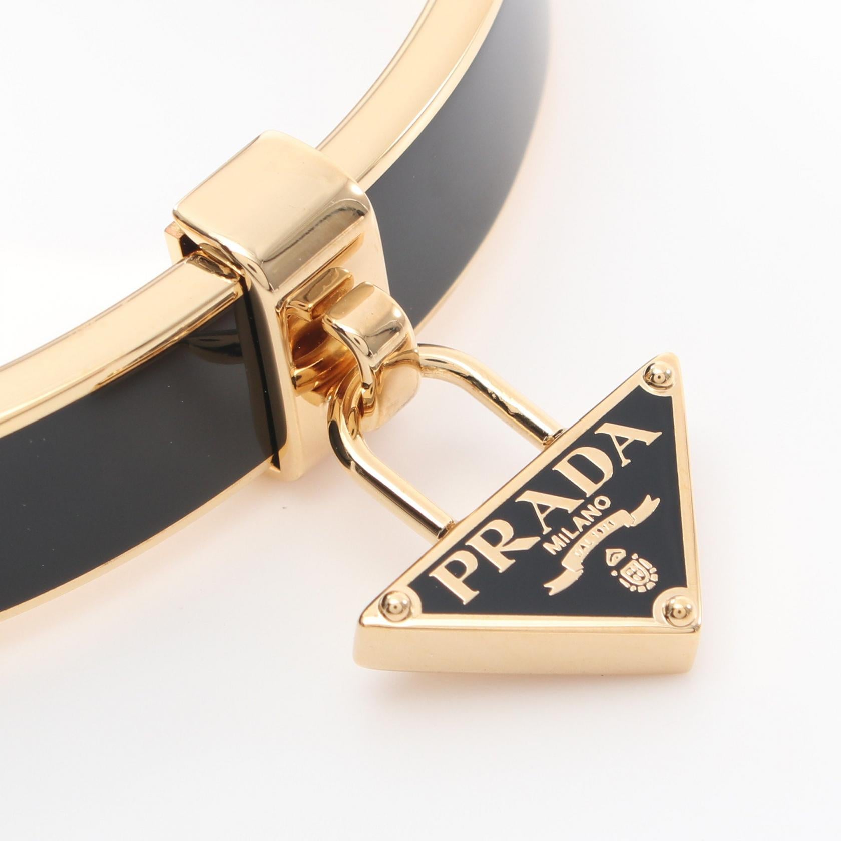 Prada Triangle Logo Bangle Enamel Black