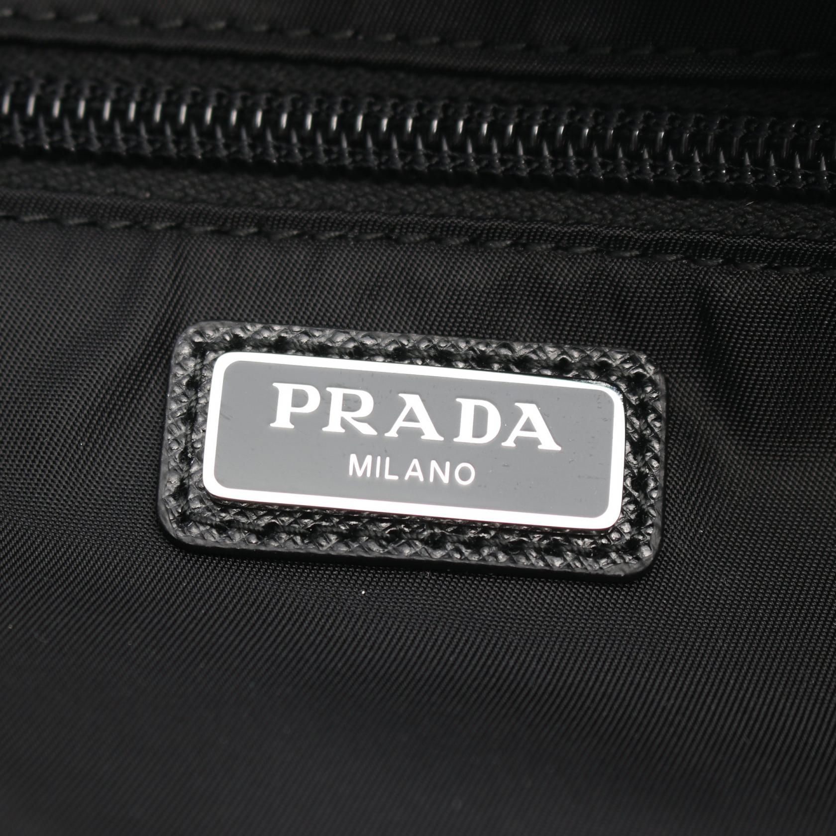 Prada Nylon Saffiano Leather Travel Pouch Clutch