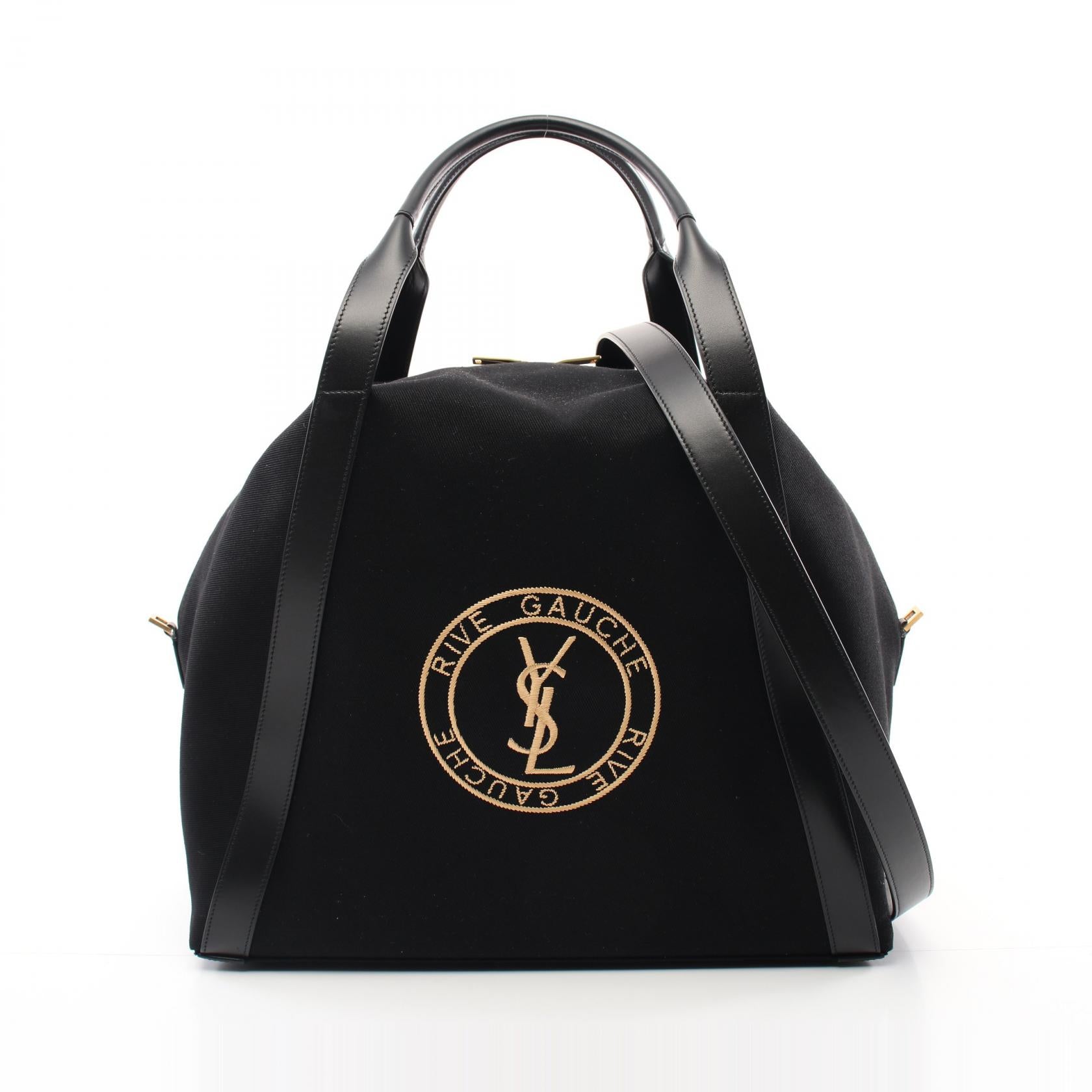 Saint Laurent Canvas Leather Bowling Tote Bag