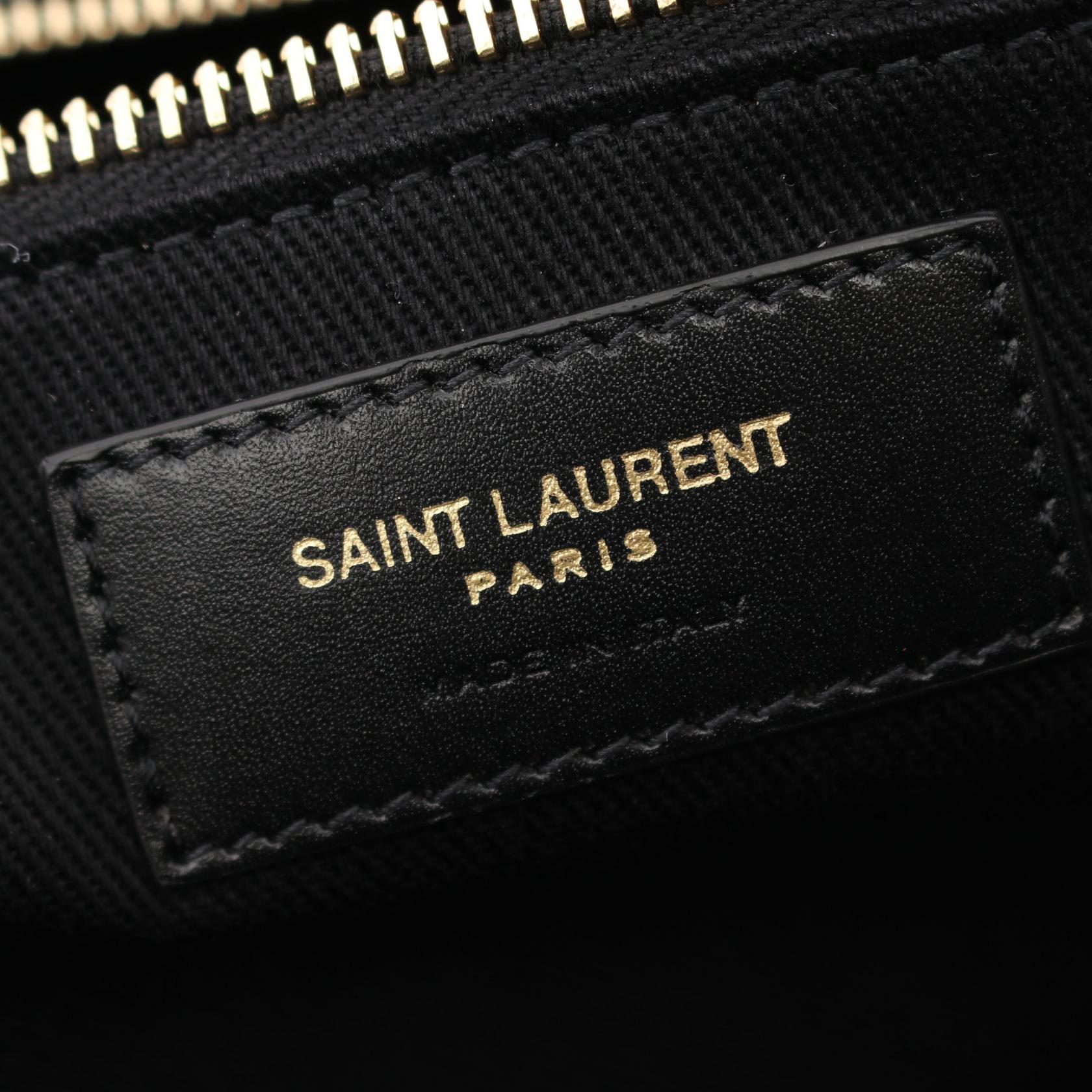 Saint Laurent Canvas Leather Bowling Tote Bag